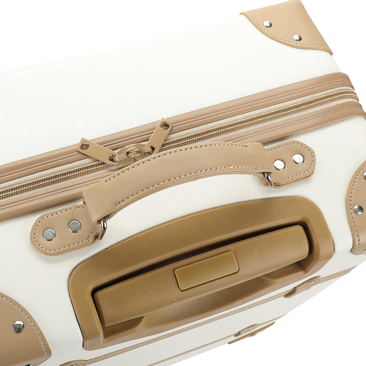 Viggio Vintage-Inspired White 2-Pack Hardside Trunk & Train Case With Brown Accents