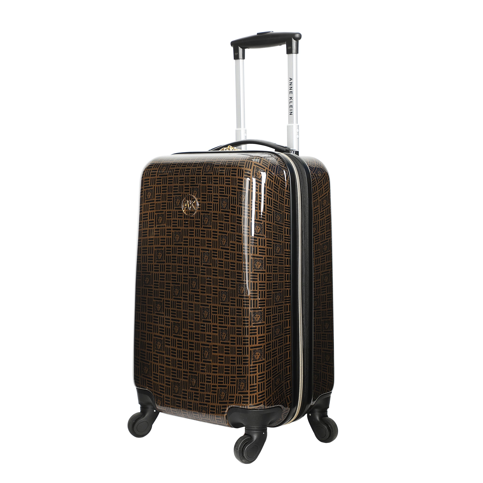 Anne Klein Signature 20" Metal Plate Logo Hardside Carry-On Printed Adult Hardside Fashion Rolling Luggage