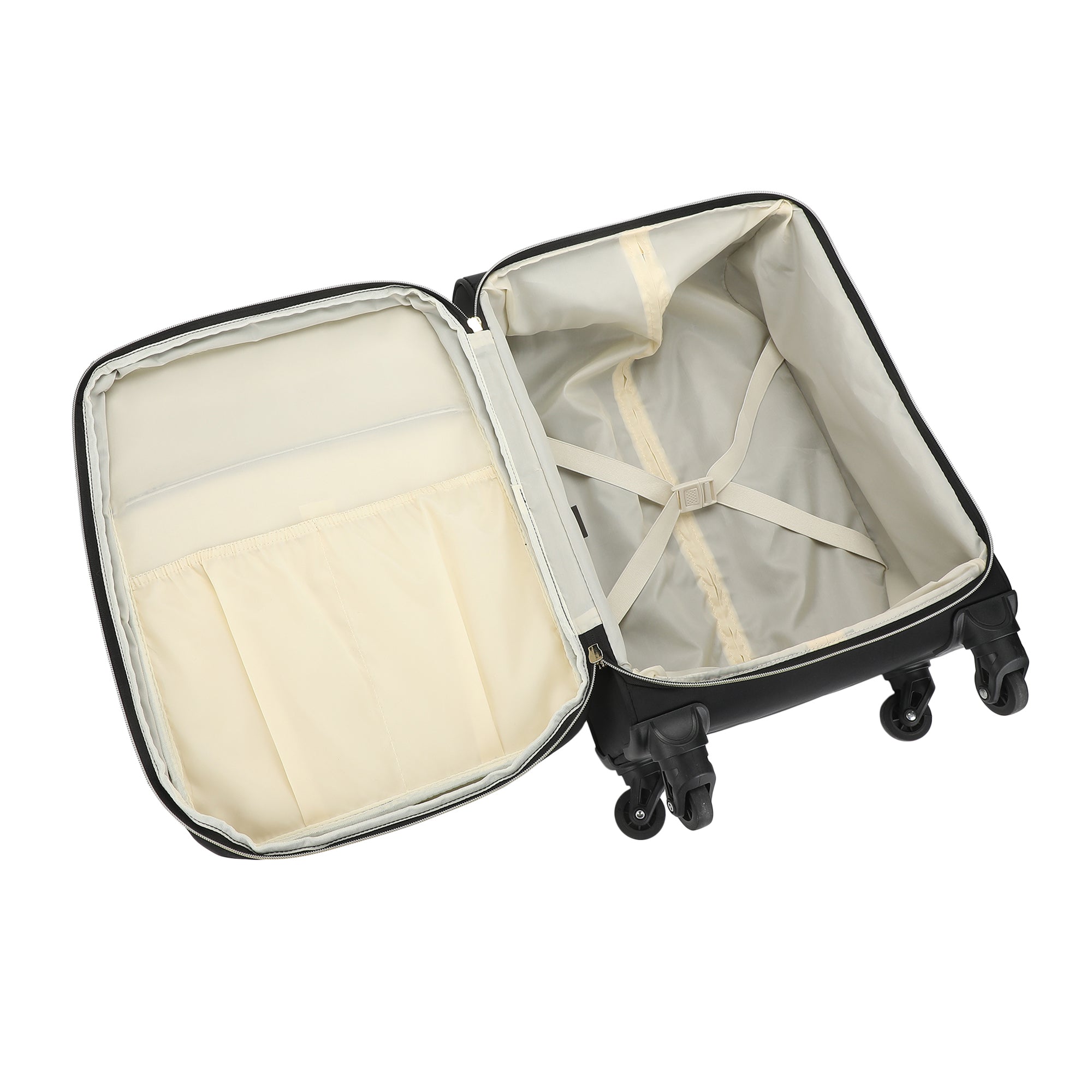 Anne Klein Black 20" Pebble PU Softside Whipstitch Adult Rolling Luggage