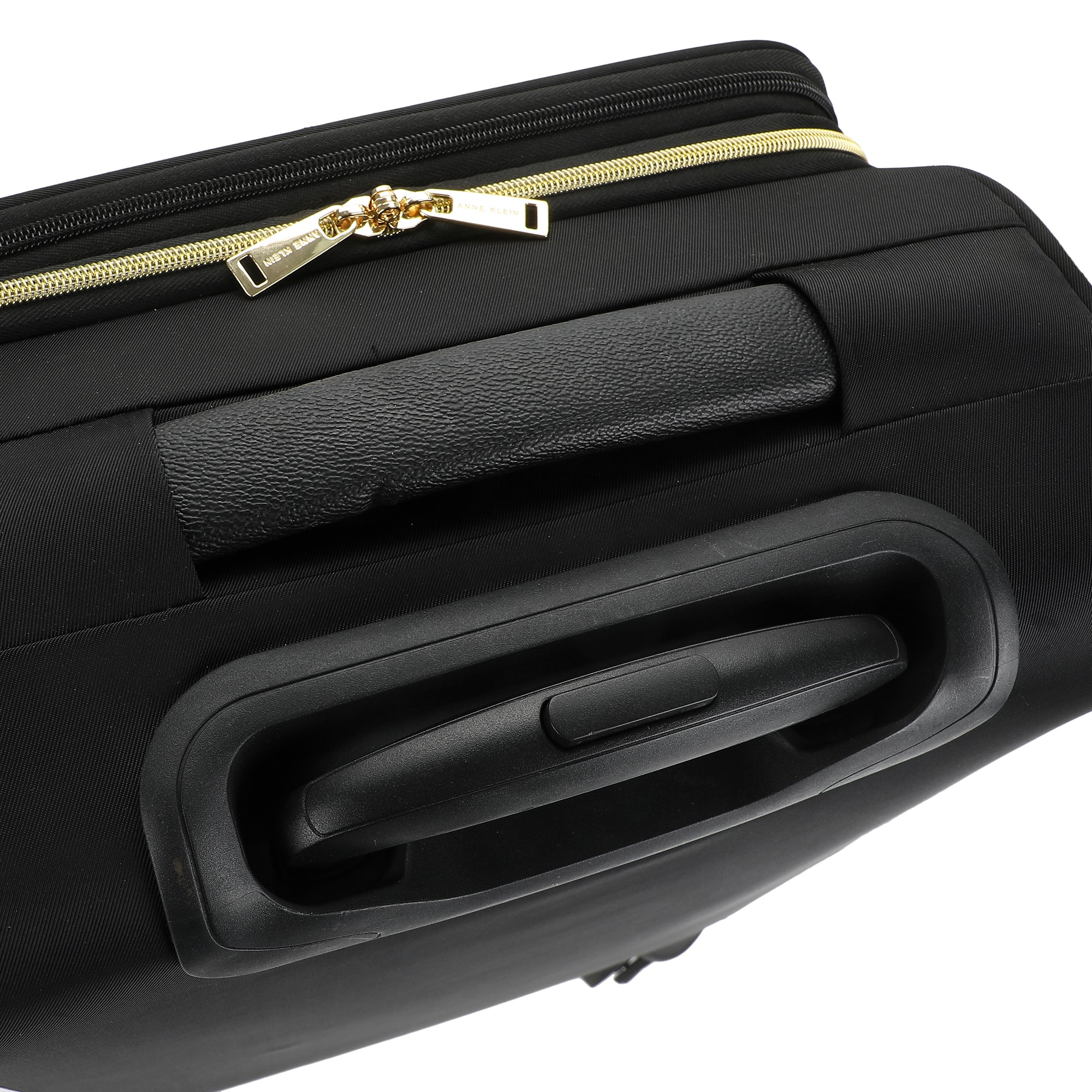 Anne Klein Black 20" Pebble PU Softside Whipstitch Adult Rolling Luggage