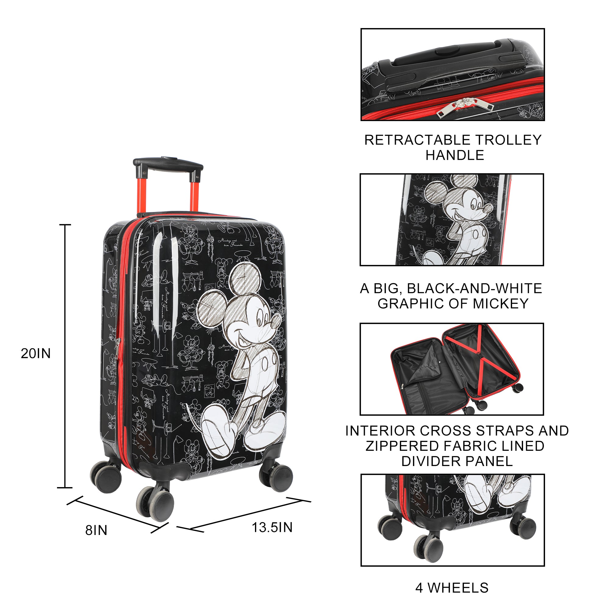 Disney Mickey Mouse 20" Hard-Sided Carry-On Luggage