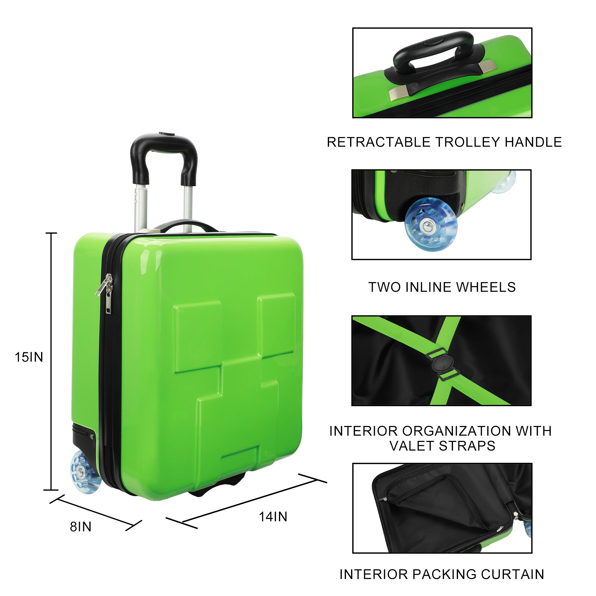 Minecraft Creeper 15" Molded Hardside Carry-On Luggage for Toddler