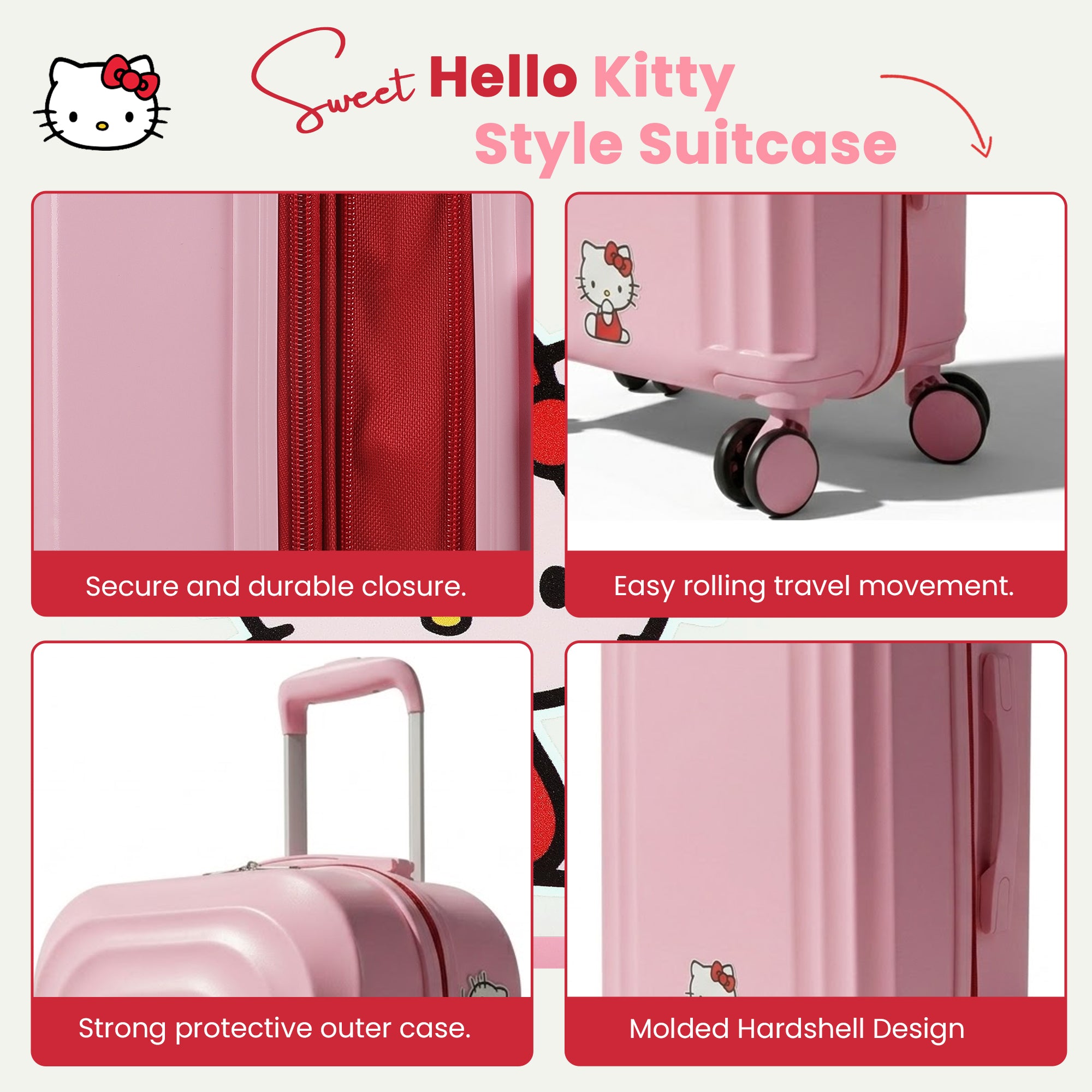 Hello Kitty Favorite Character 22" Hardside Molded Luggage