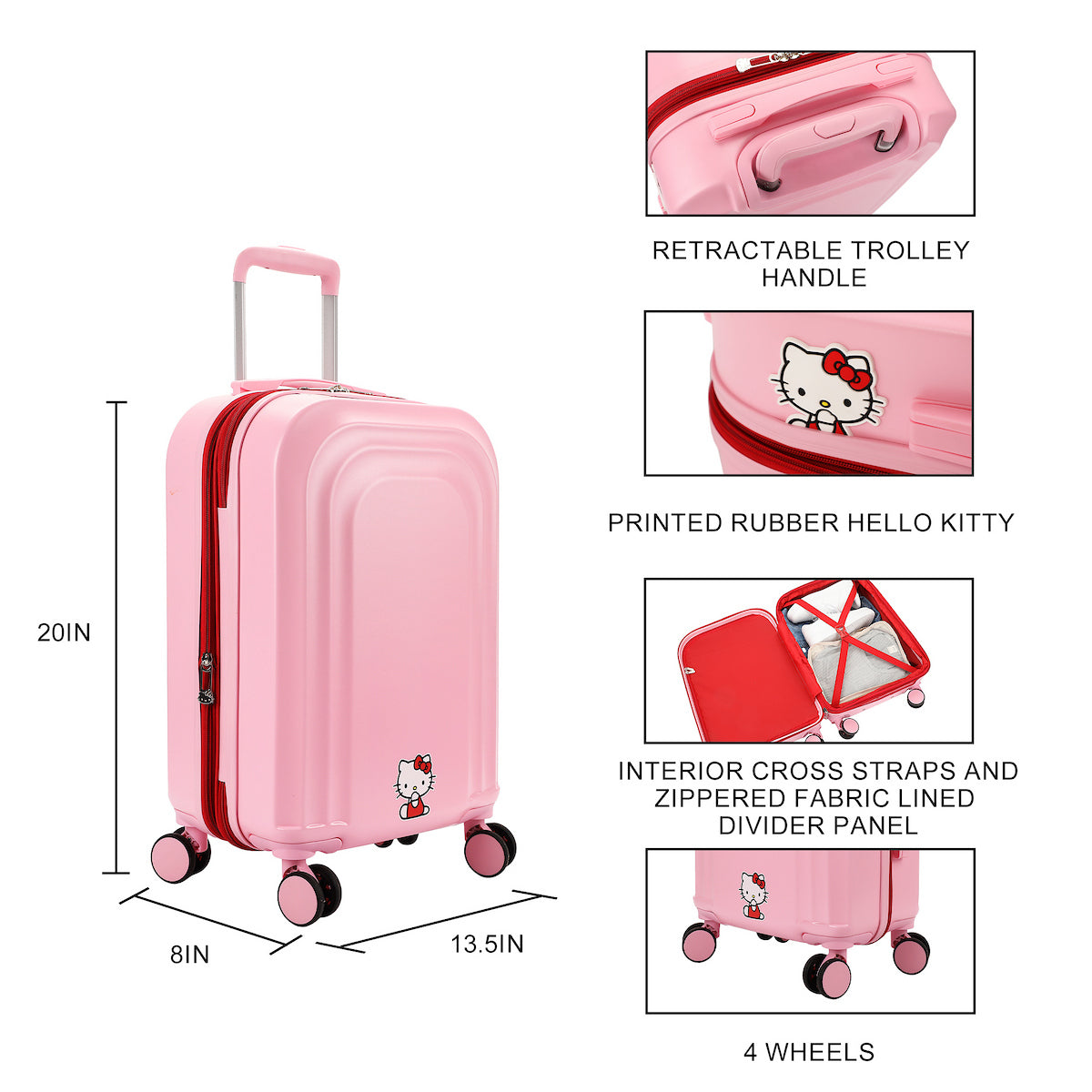 Hello Kitty Favorite Character 22" Hardside Molded Luggage