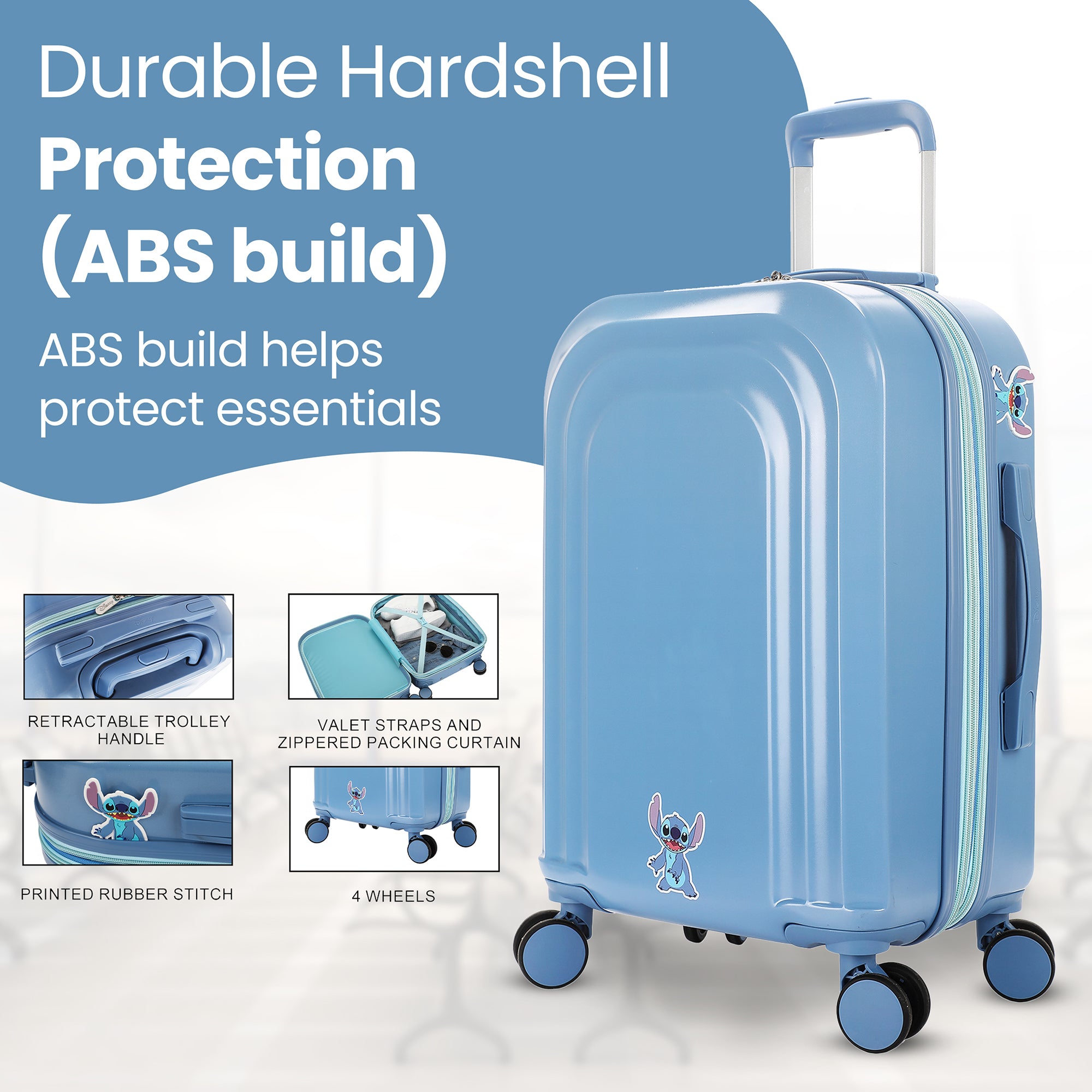 Disney Lilo & Stitch Peeking Rubber Badge 20" 4-Wheel Roling Luggage