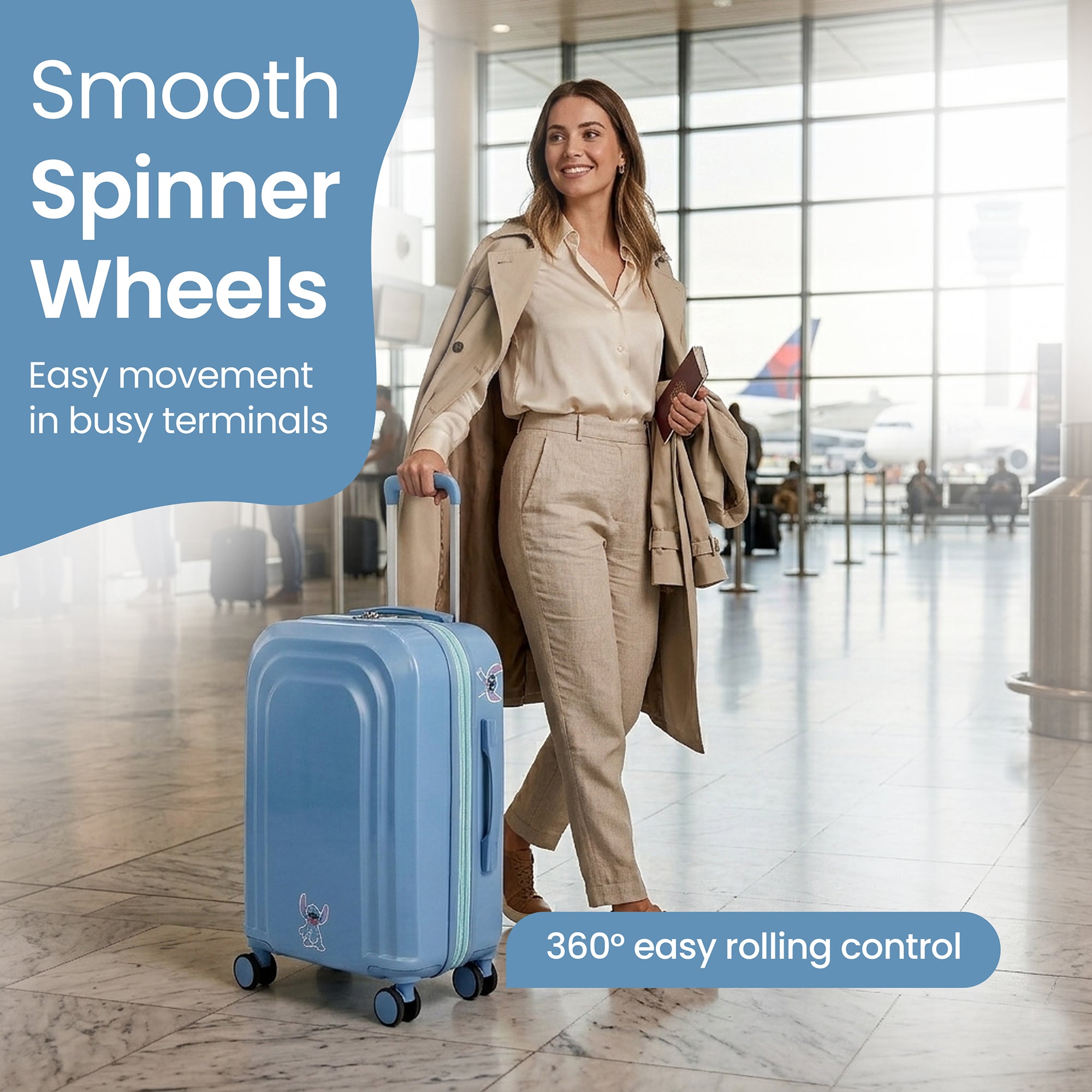 Disney Lilo & Stitch Peeking Rubber Badge 20" 4-Wheel Roling Luggage