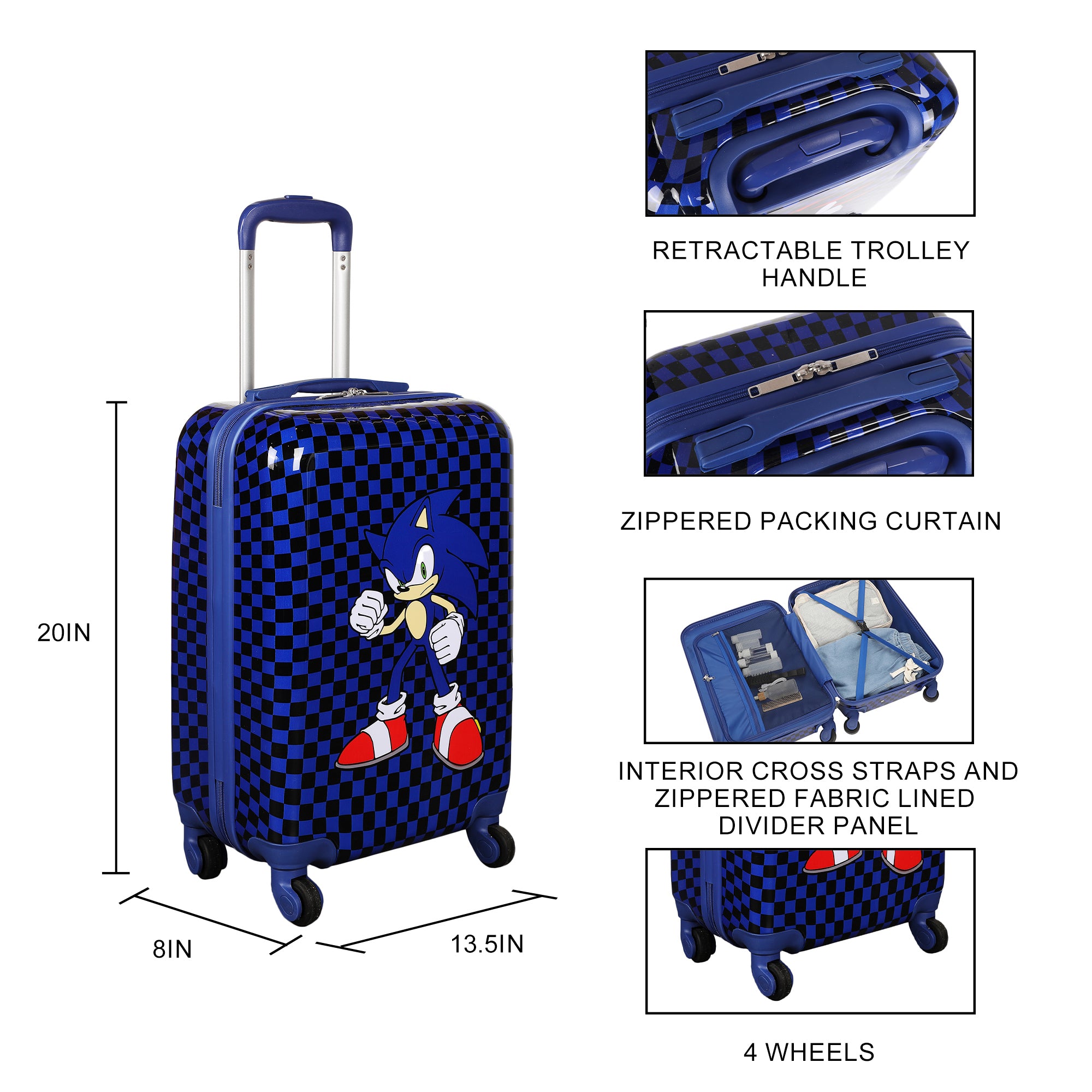 Sonic the Hedgehog Modern Weatherproof 20” Rolling Luggage