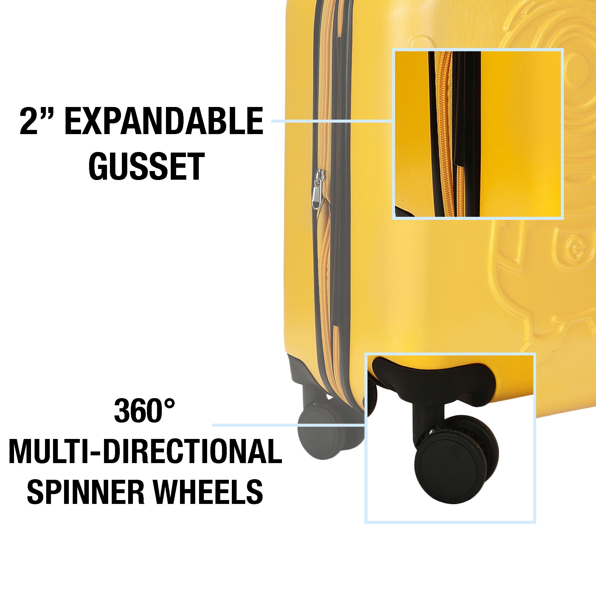Minions Character Print Adult Yellow 20" ABS Hardside Expandable Luggage for Travel and Conventions