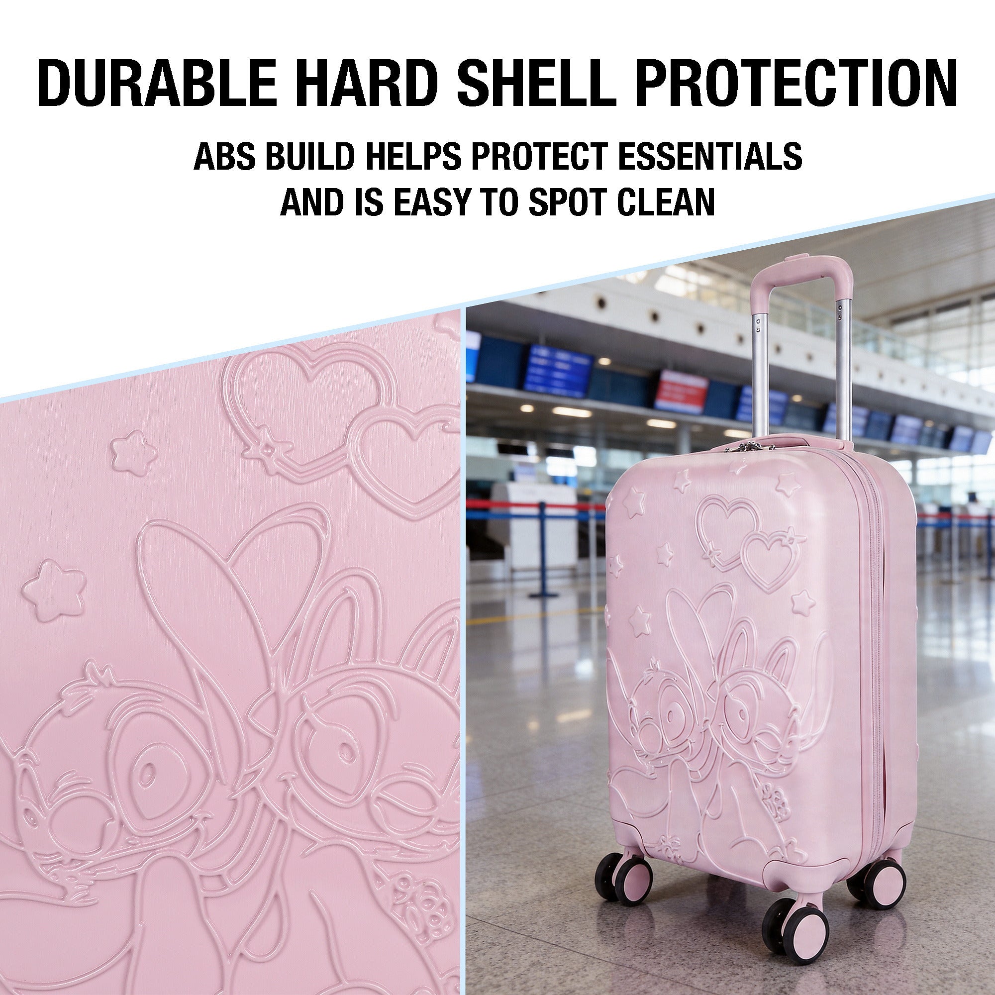 Lilo & Stitch Angel & Stitch Pink 20” Adult ABS Luggage