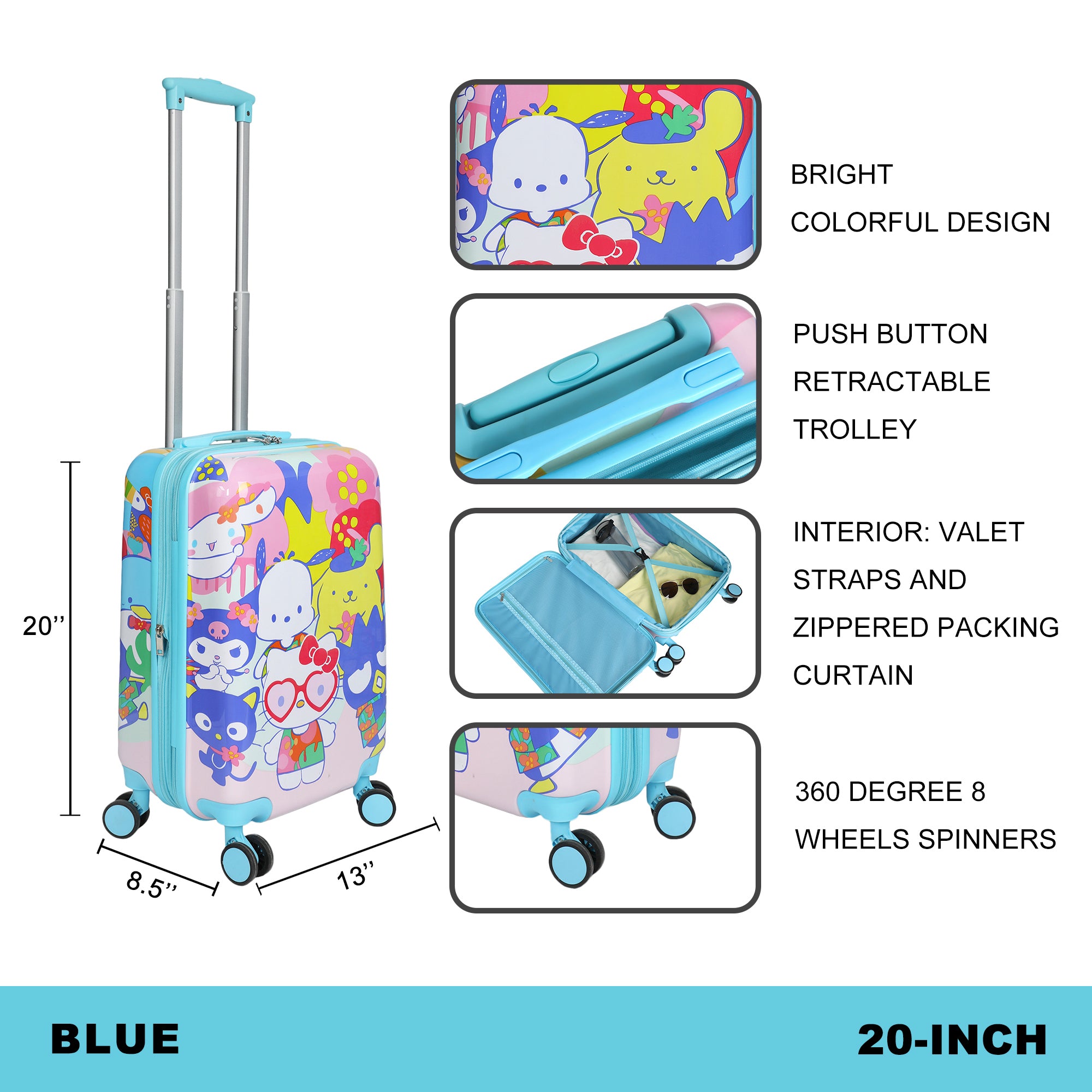 Hello Kitty & Friends Character Group 20" Carry-On Luggage-OSFA