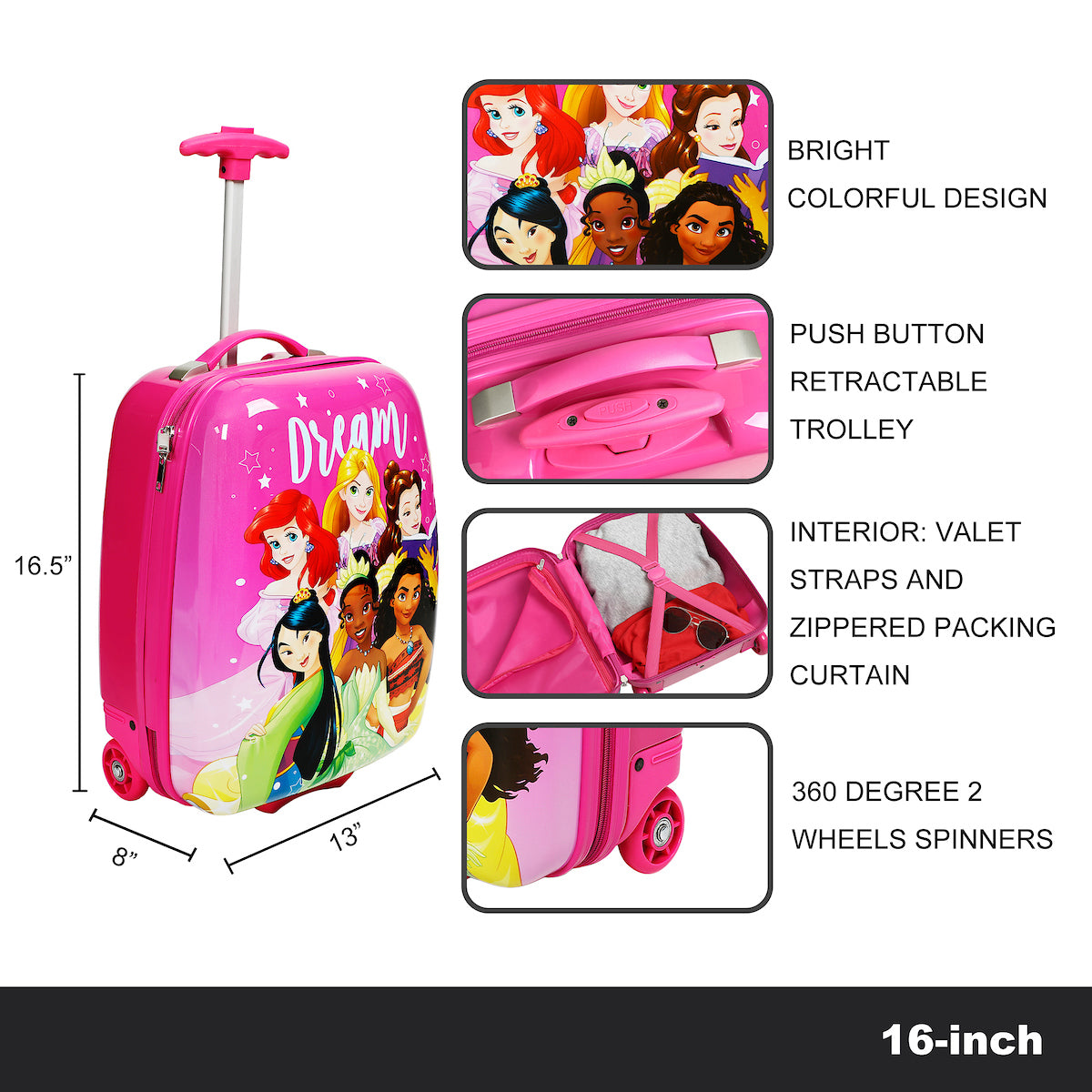 Disney Princess Dream Youth 18" 2-Wheeled Hardside Toddler Luggage