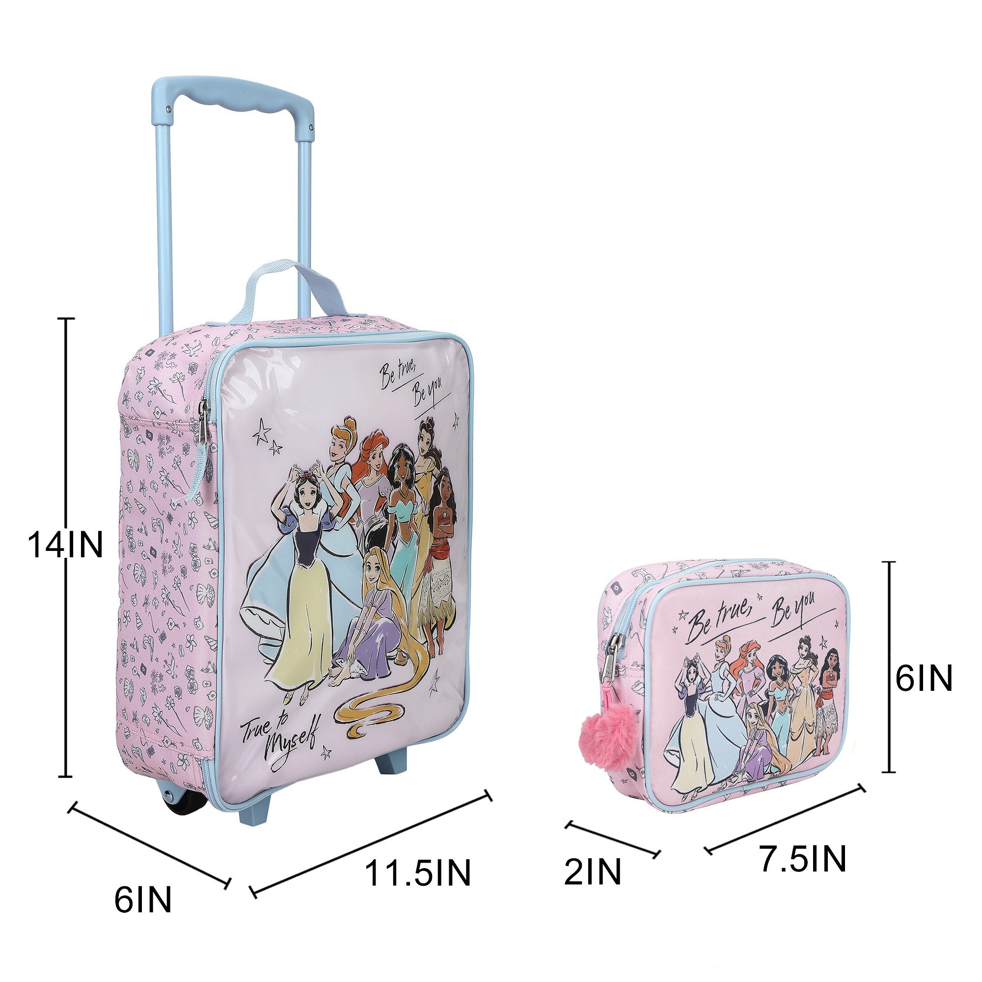 Disney Princess 4pc Pilot Case Luggage Set for Kids Travel