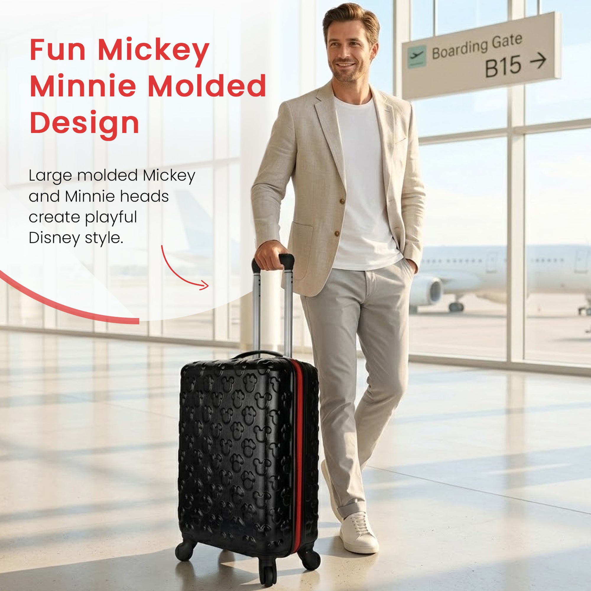 Mickey Mouse 21 Molded Carry-On Luggage Mickey and Minnie Heads Hardside Rolling Luggage
