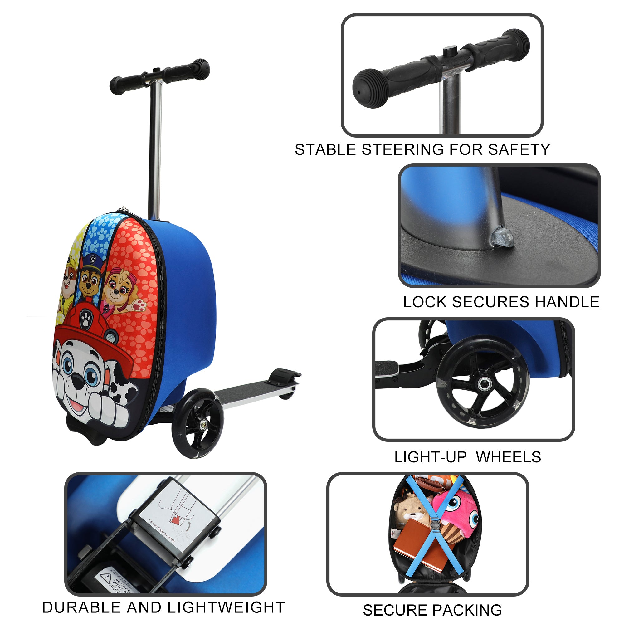 Paw Patrol Hard-Side Scooter Luggage with Light-Up Wheels