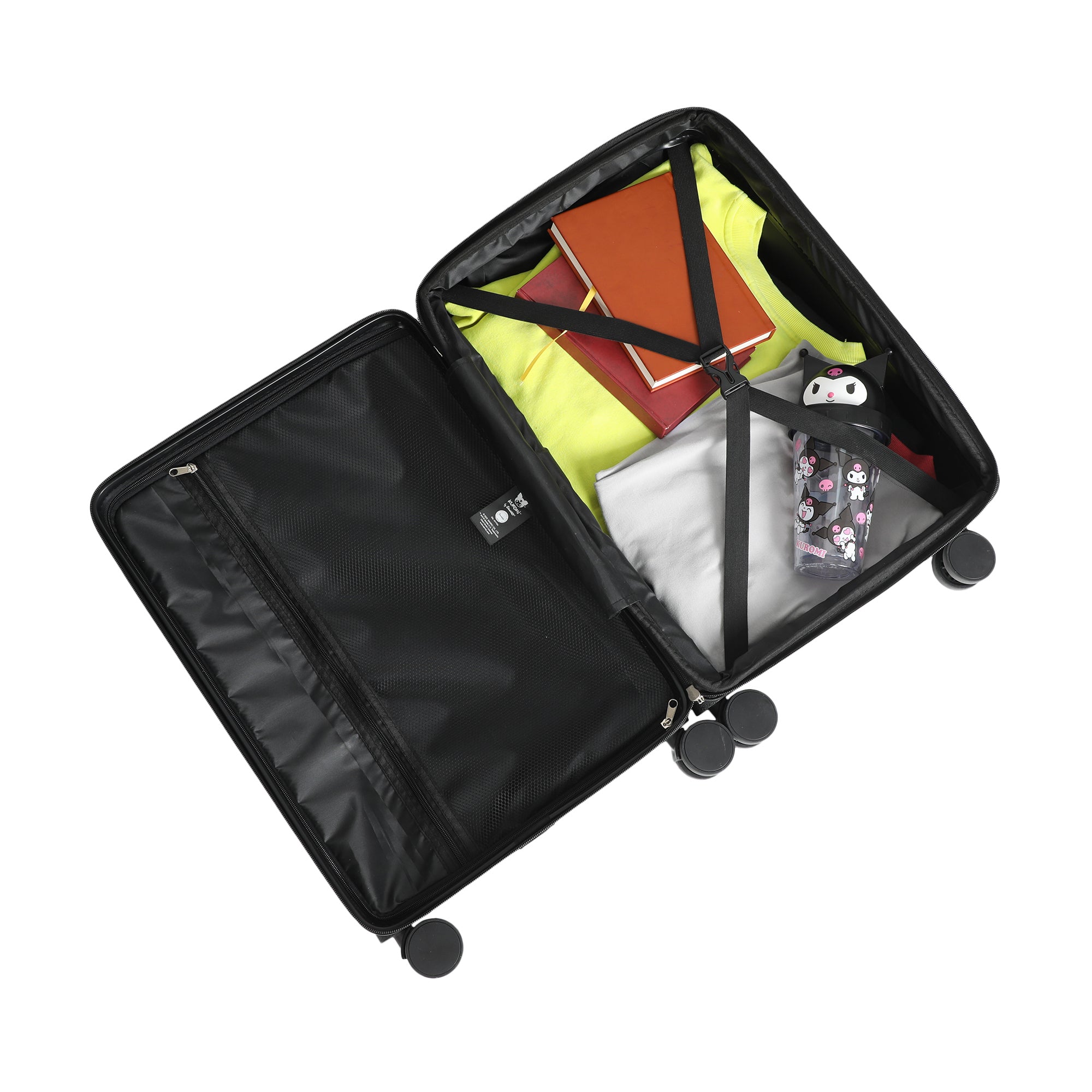 Kuromi Black and Purple 20" Carry-On Suitcase With Wheels And Retractable Handle