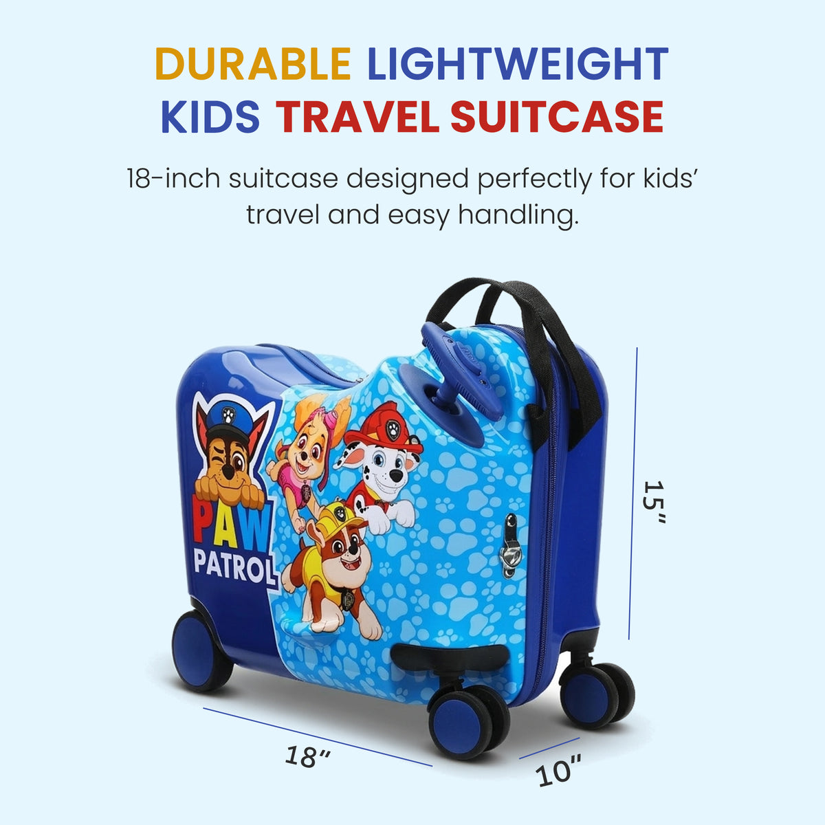Paw Patrol Ride-On 18" Suitcase For Kids & Toddlers