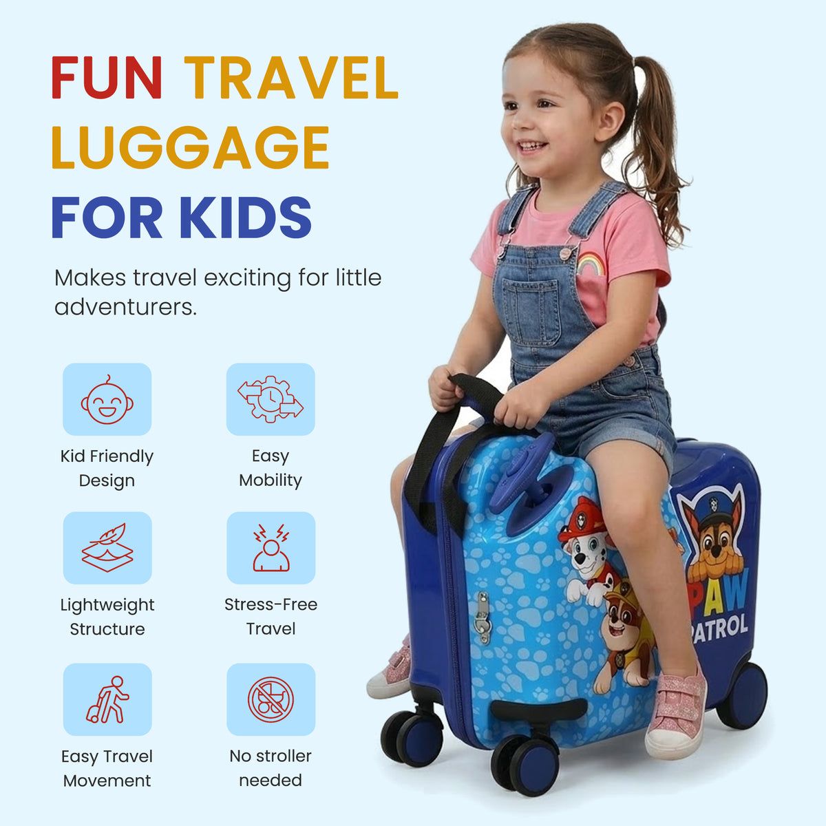 Paw Patrol Ride-On 18" Suitcase For Kids & Toddlers