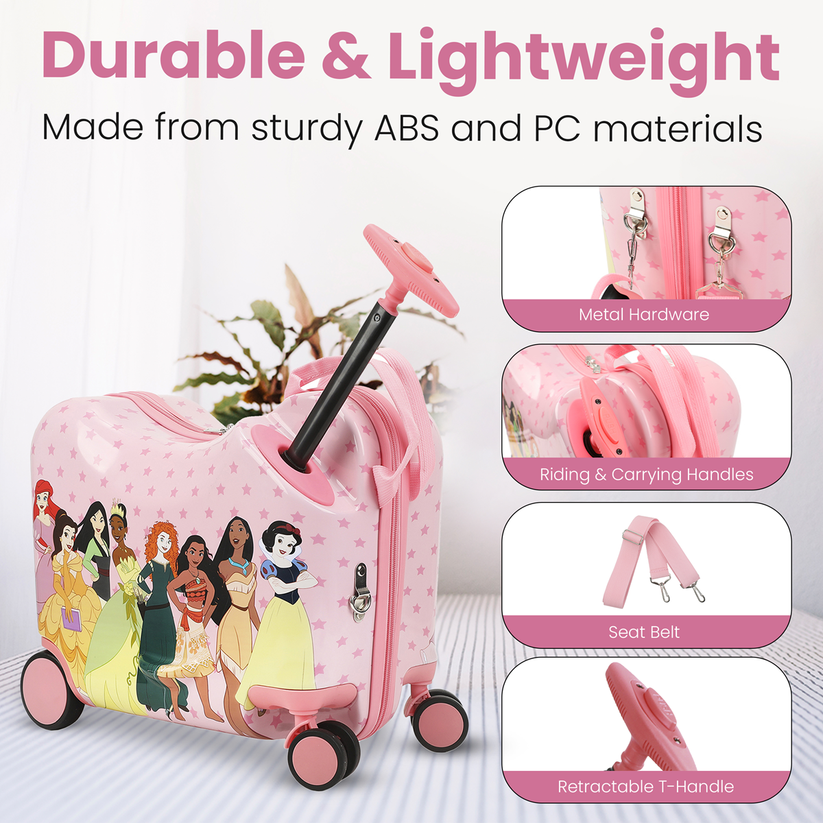 Disney Princesses Ride-On 18" Suitcase For Kids & Toddlers