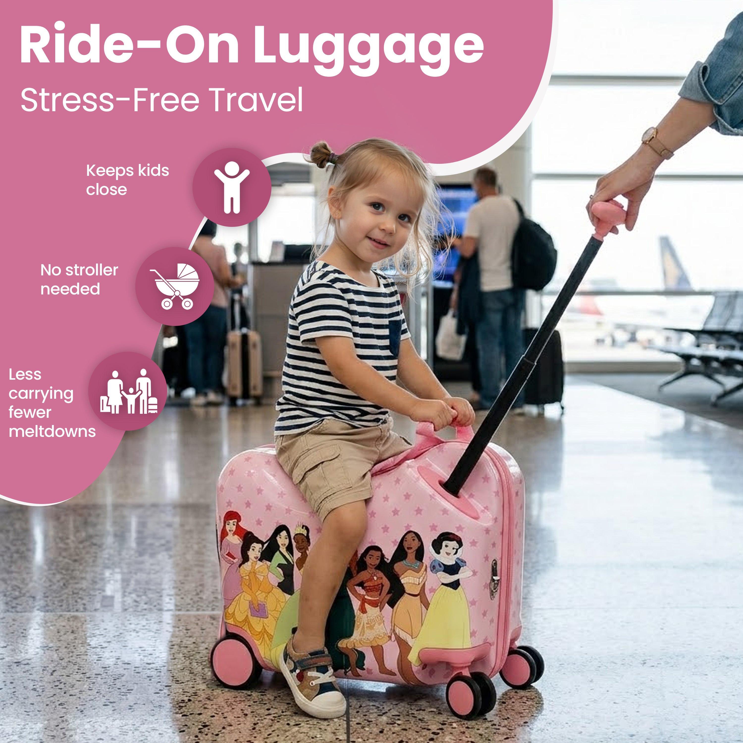 Disney Princesses Ride-On 18" Suitcase For Kids & Toddlers