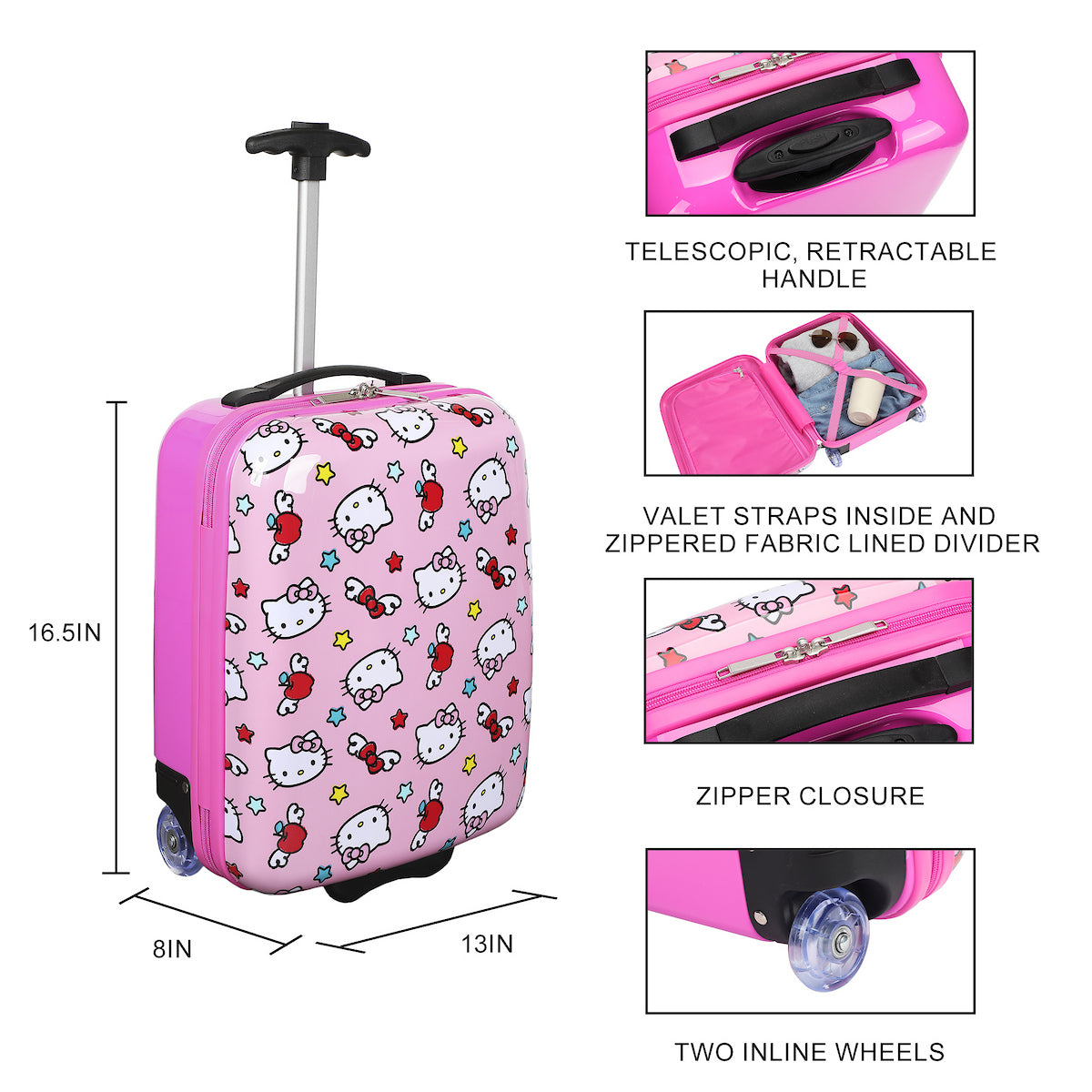 Hello Kitty Apples & Bows Pink 16.5" Toddler 2-Wheel Luggage