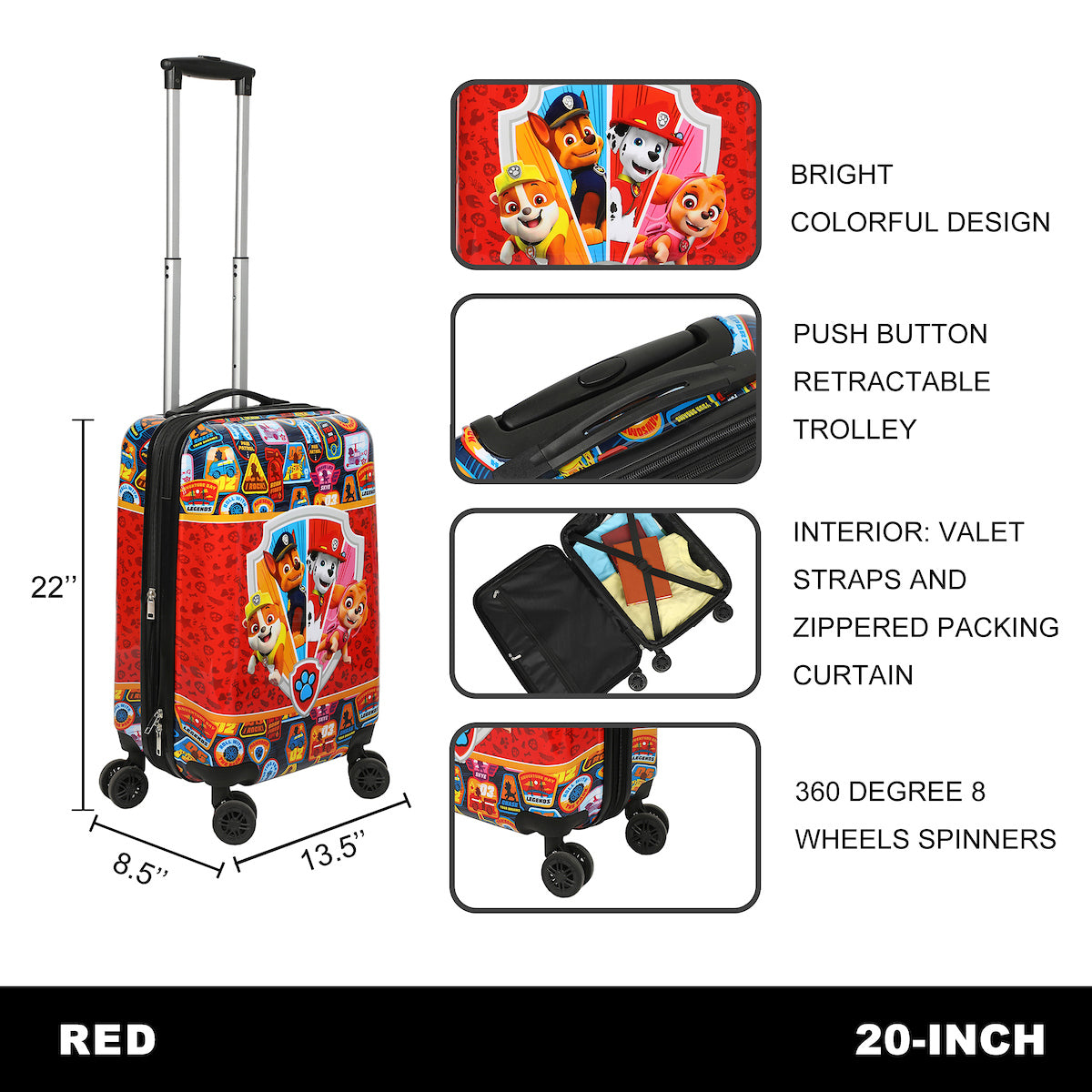 Paw Patrol 20" Carry-On Luggage With Wheels And Retractable Handle