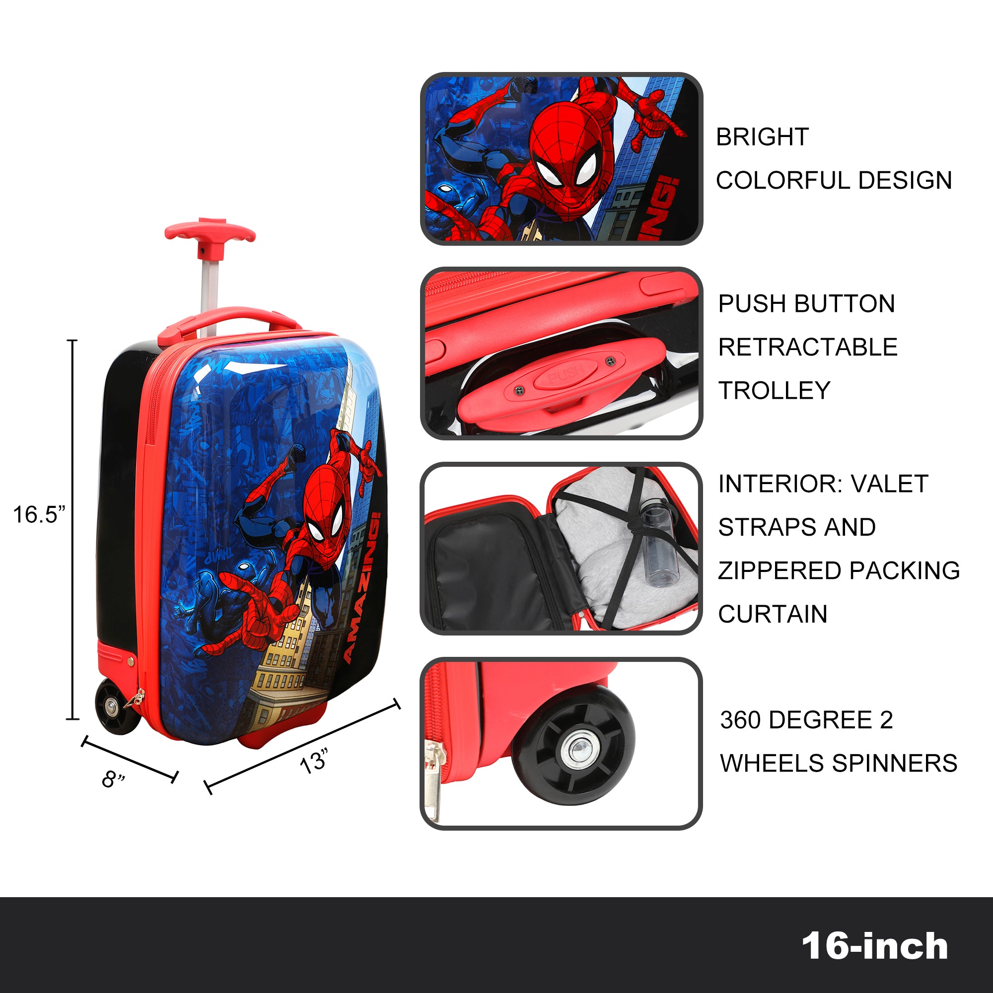 Spider-Man Amazing Web-Swinging Blue & Red 16.5" Rolling Toddler Luggage