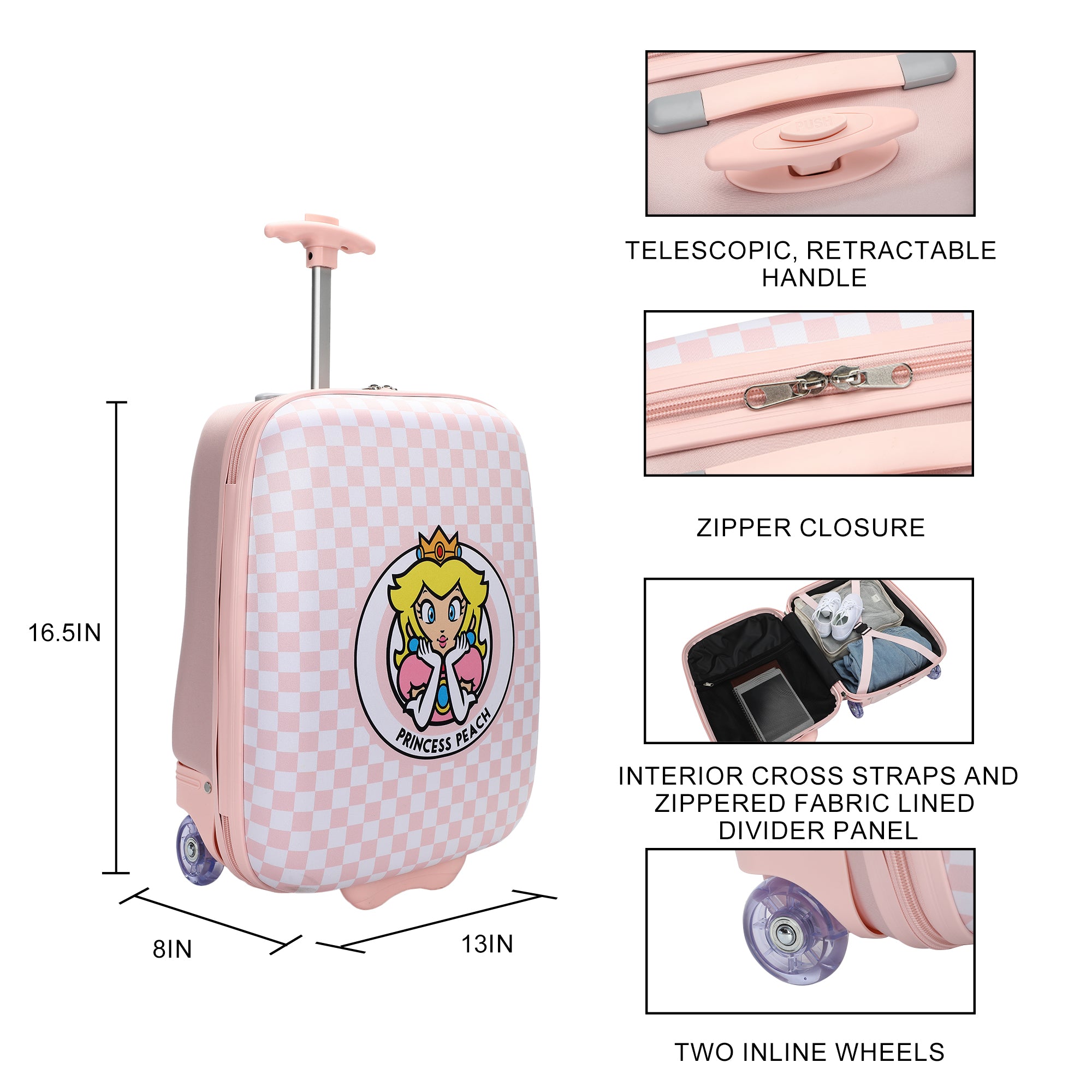 Super Mario Brothers Princess Peach Kids' 16.5" Wheeled Luggage