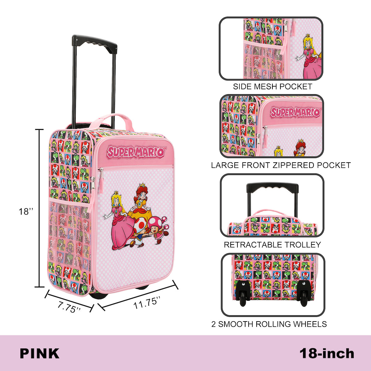 Super Mario Bros Character Squares 18" Soft-Sided Luggage