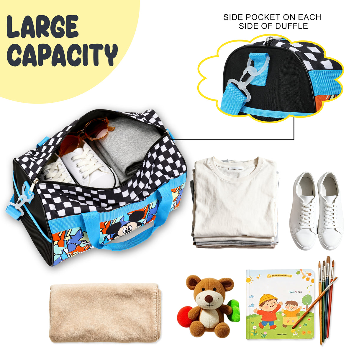 Disney Mickey Mouse Polka Dots Youth 4-Piece Travel Set Carry on Luggage