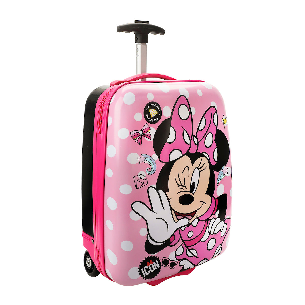 Disney Minnie Mouse Bows & Shooting Stars Black & Pink 16.5" Rolling Toddler Luggage
