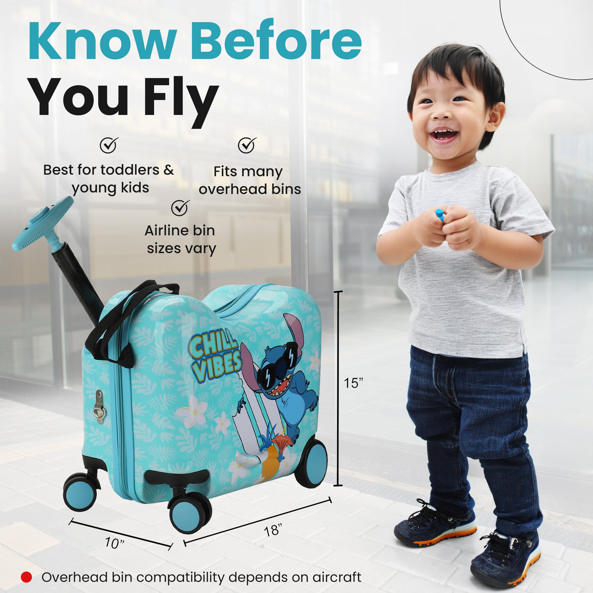 Disney Stitch Chill Vibes Children's Ride-On Luggage