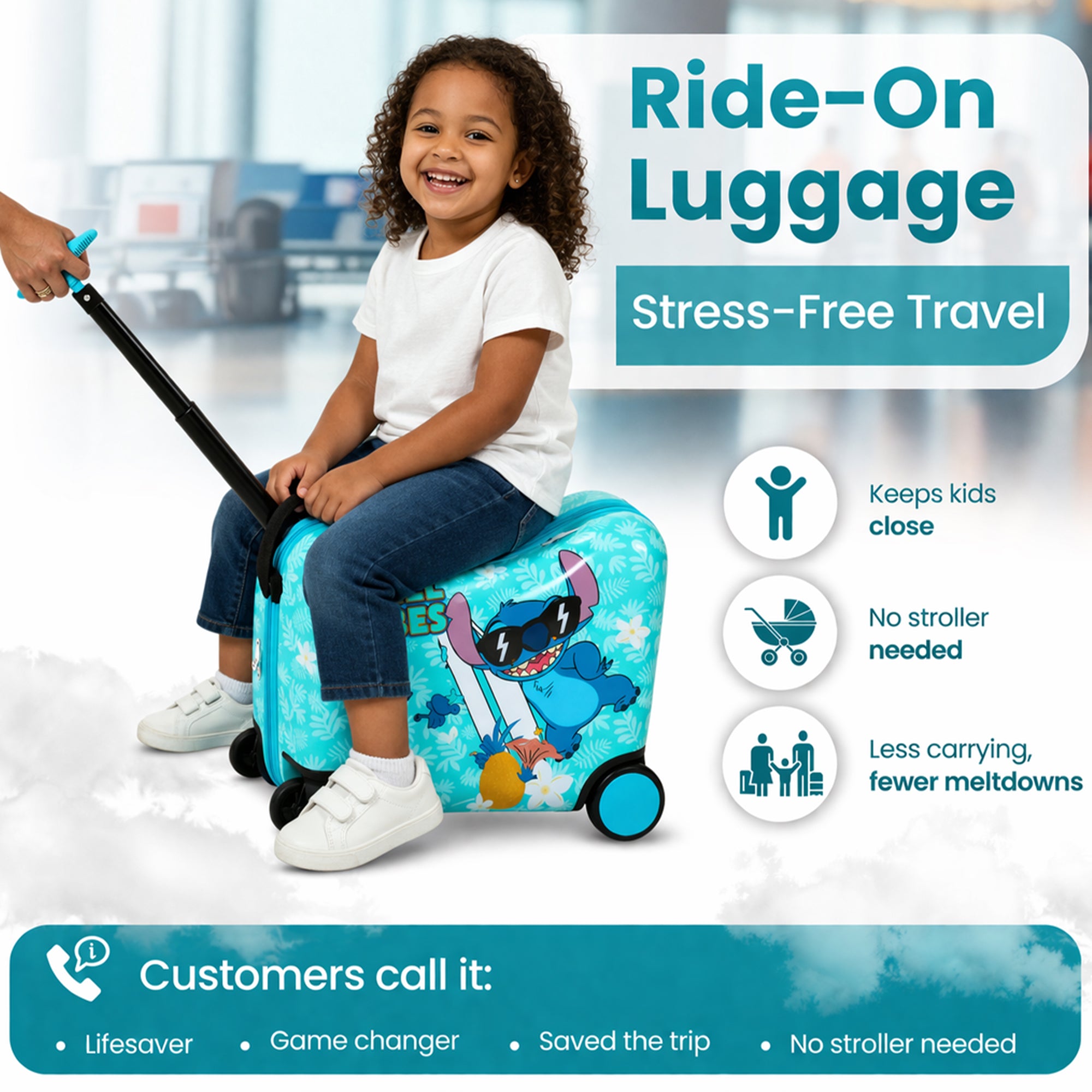 Disney Stitch Chill Vibes Children's Ride-On Luggage