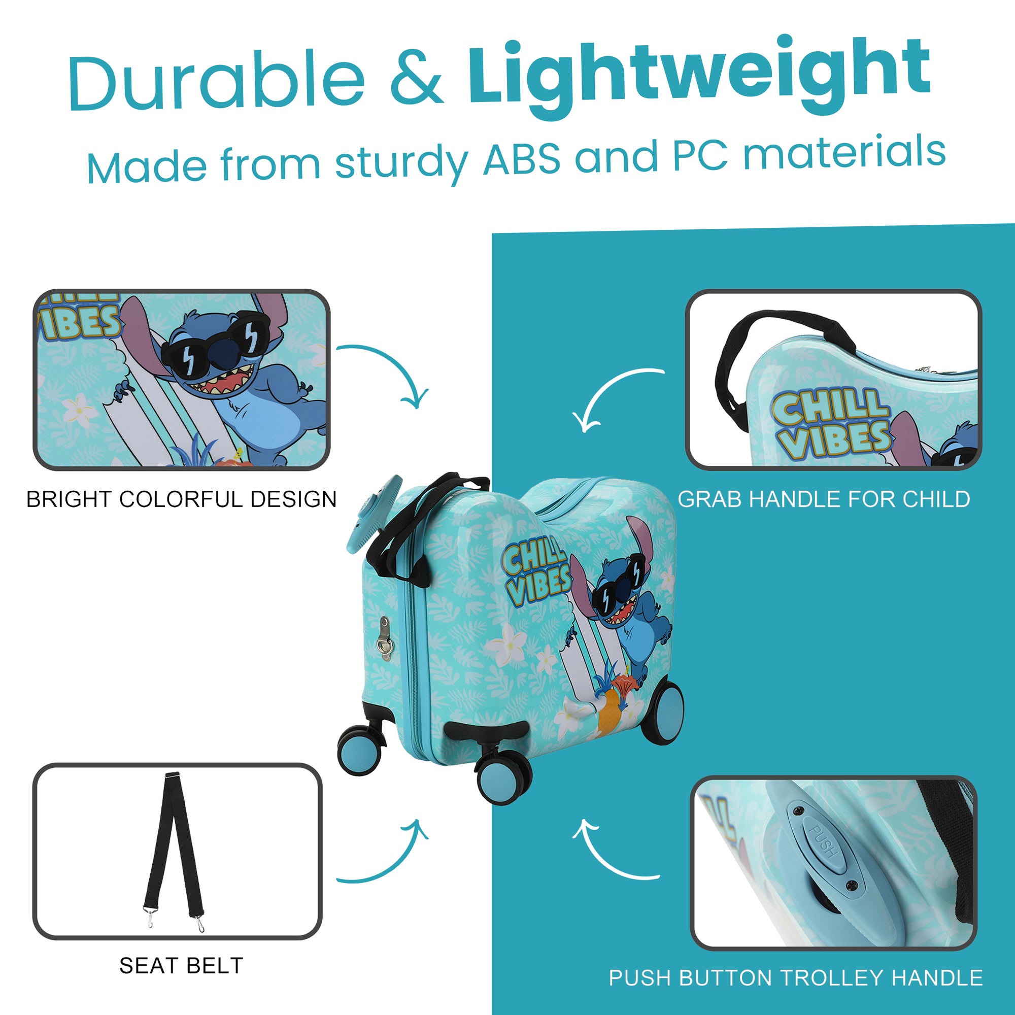 Disney Stitch Chill Vibes Children's Ride-On Luggage