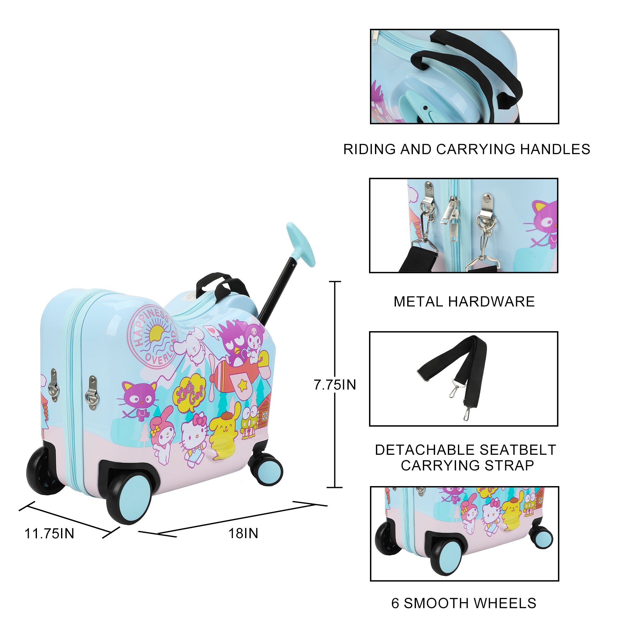Hello Kitty & Friends Ride-On 18" Suitcase For Kids & Toddlers