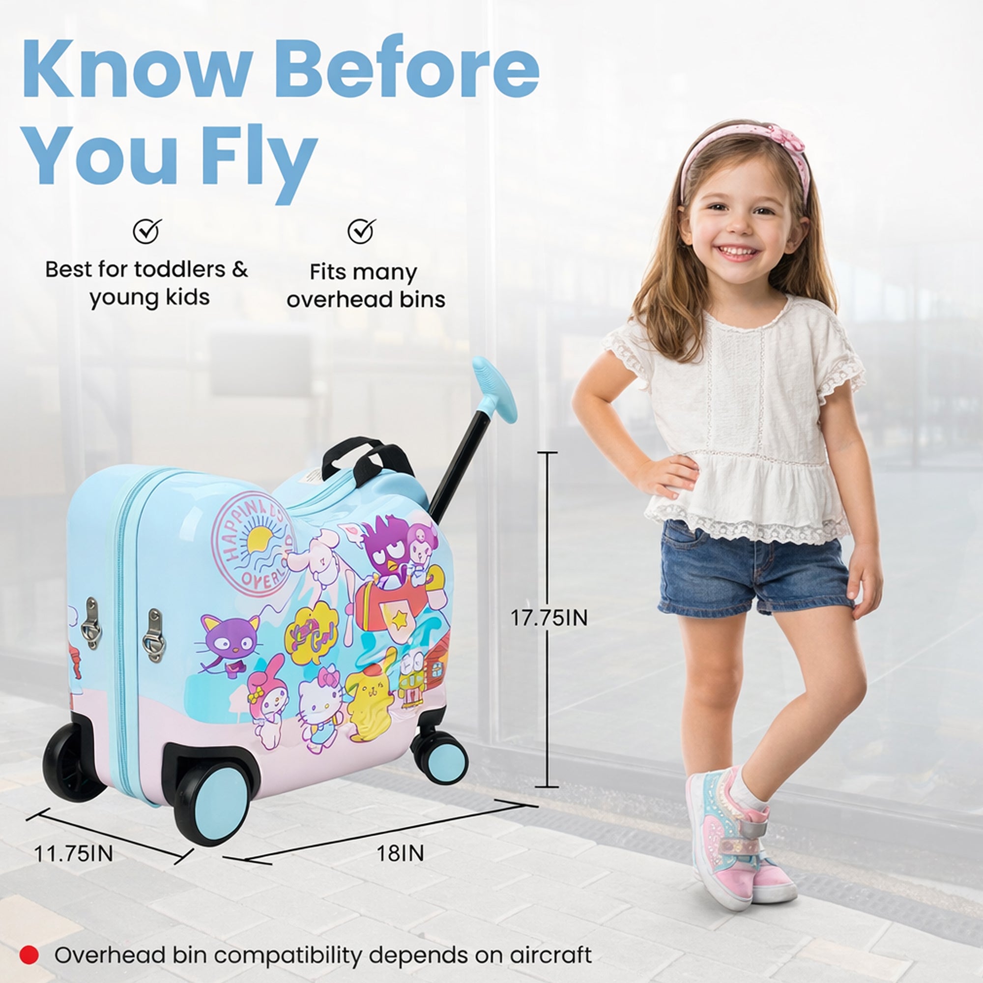 Hello Kitty & Friends Ride-On 18" Suitcase For Kids & Toddlers