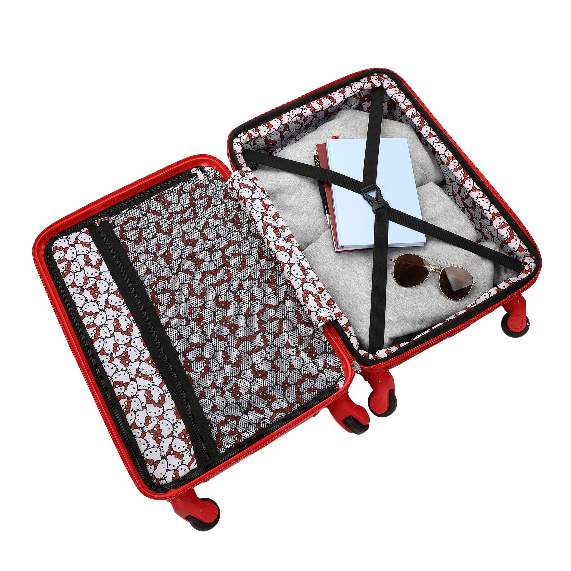 Hello Kitty Character Print Red 20" Carry-On Adult Hardside Carry-On Rolling Luggage