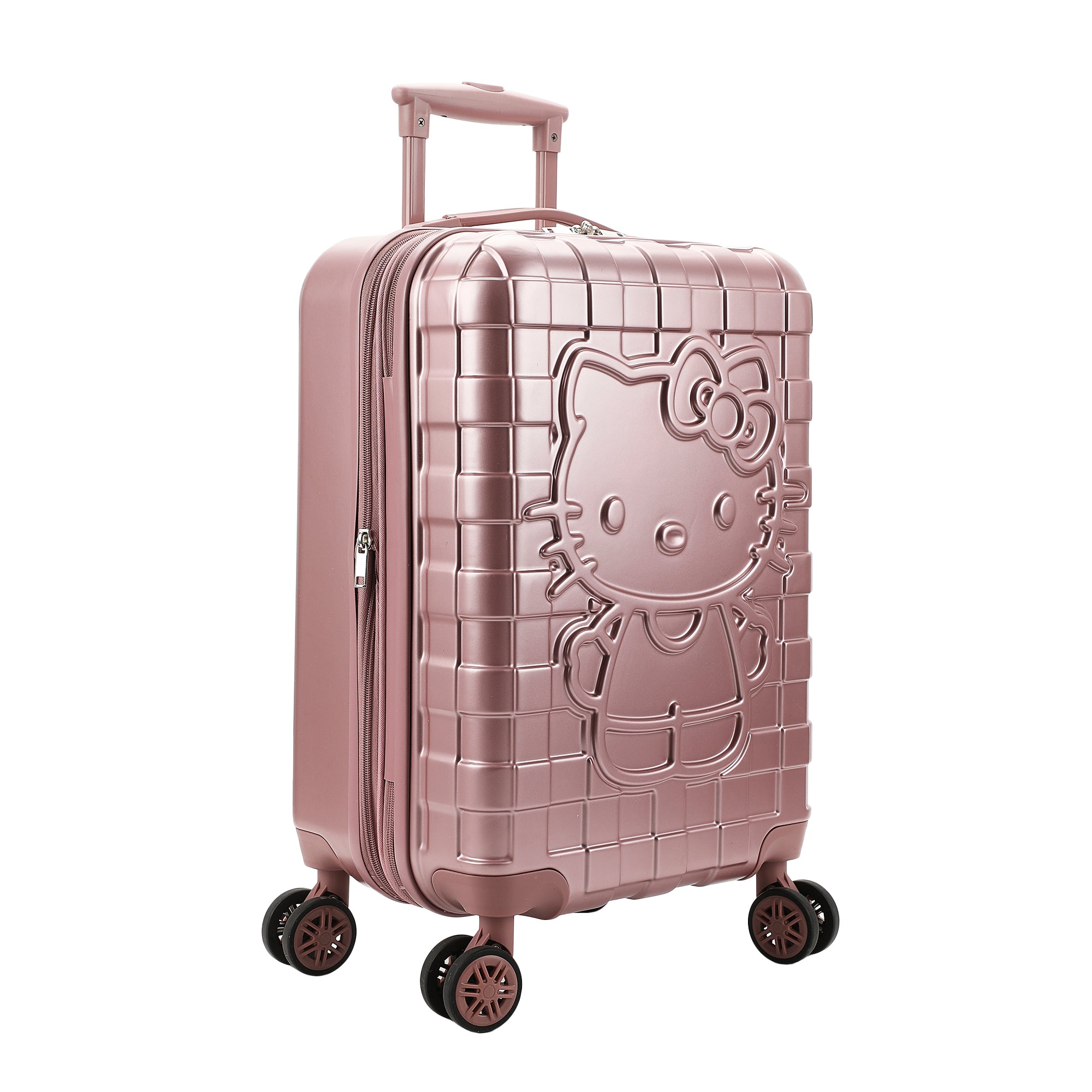 Hello Kitty Character Print Pink Plaid 20" Adult Hardside Carry-on Rolling Luggage