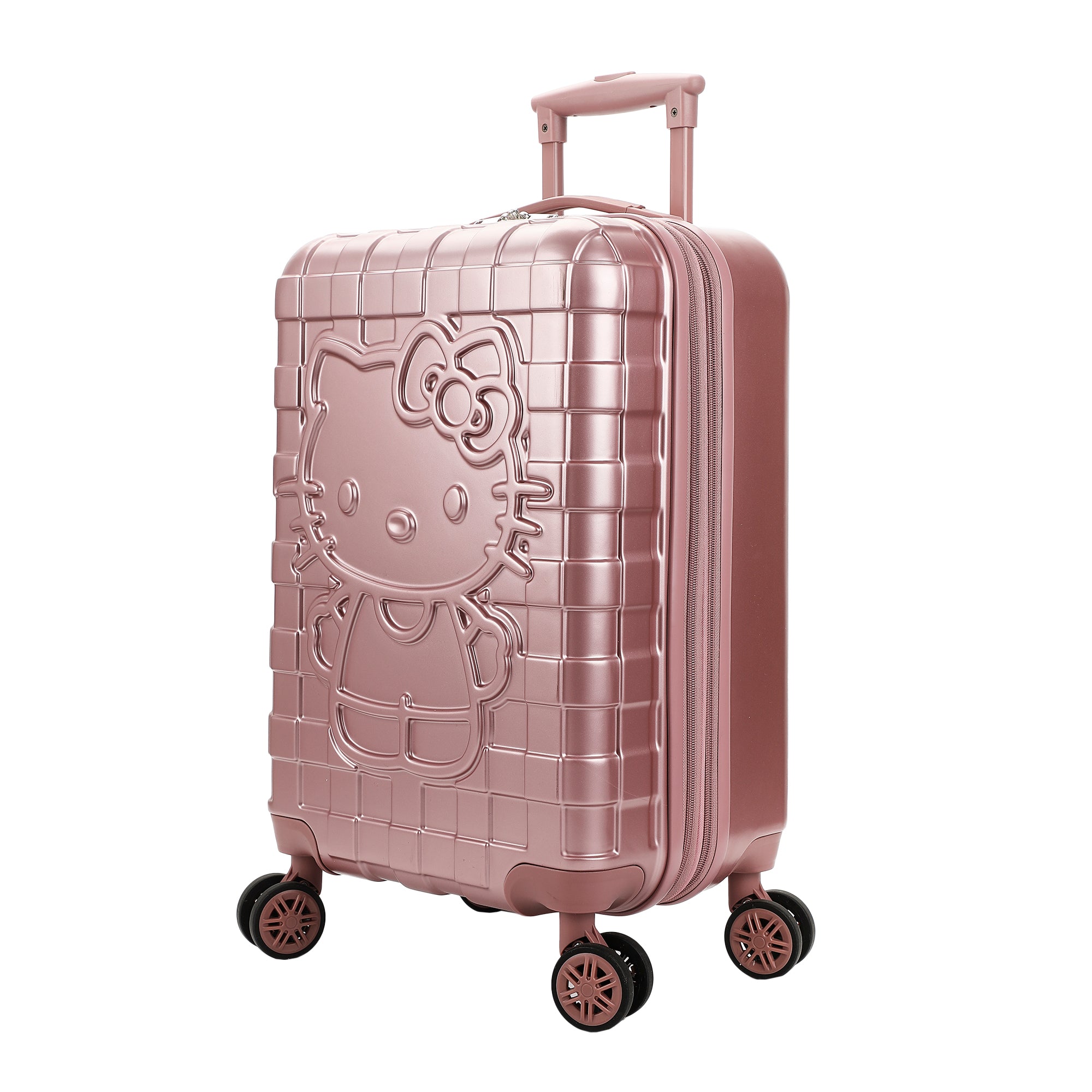 Hello Kitty Character Print Pink Plaid 20" Adult Hardside Carry-on Rolling Luggage