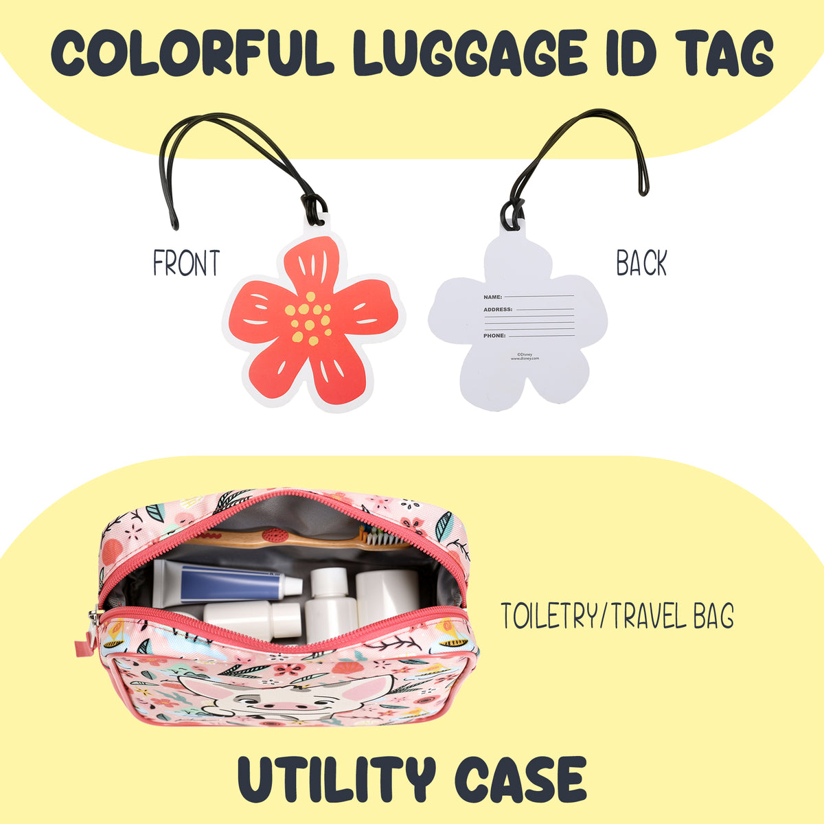 Moana Pua & Moana Tropical Print Youth 4-Piece Carry On Luggage Travel Set