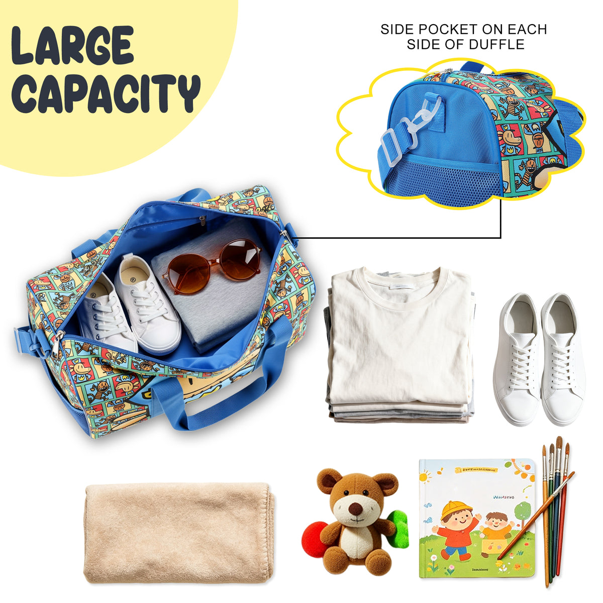 Dog Man Character Squares 4-Piece Youth Travel Set Carry on luggage