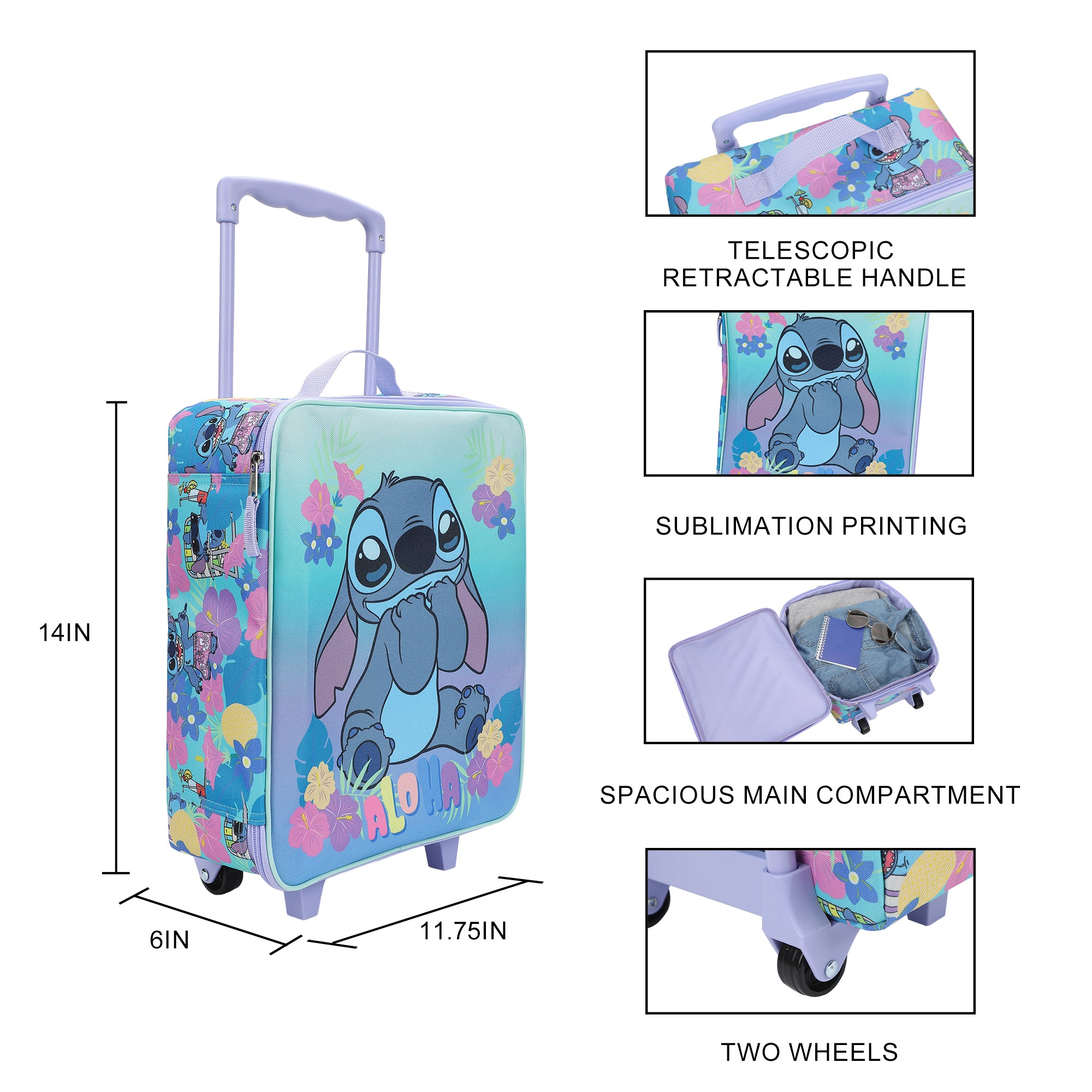 Lilo & Stitch Aloha Stitch 14" Youth Blue Pilot Case