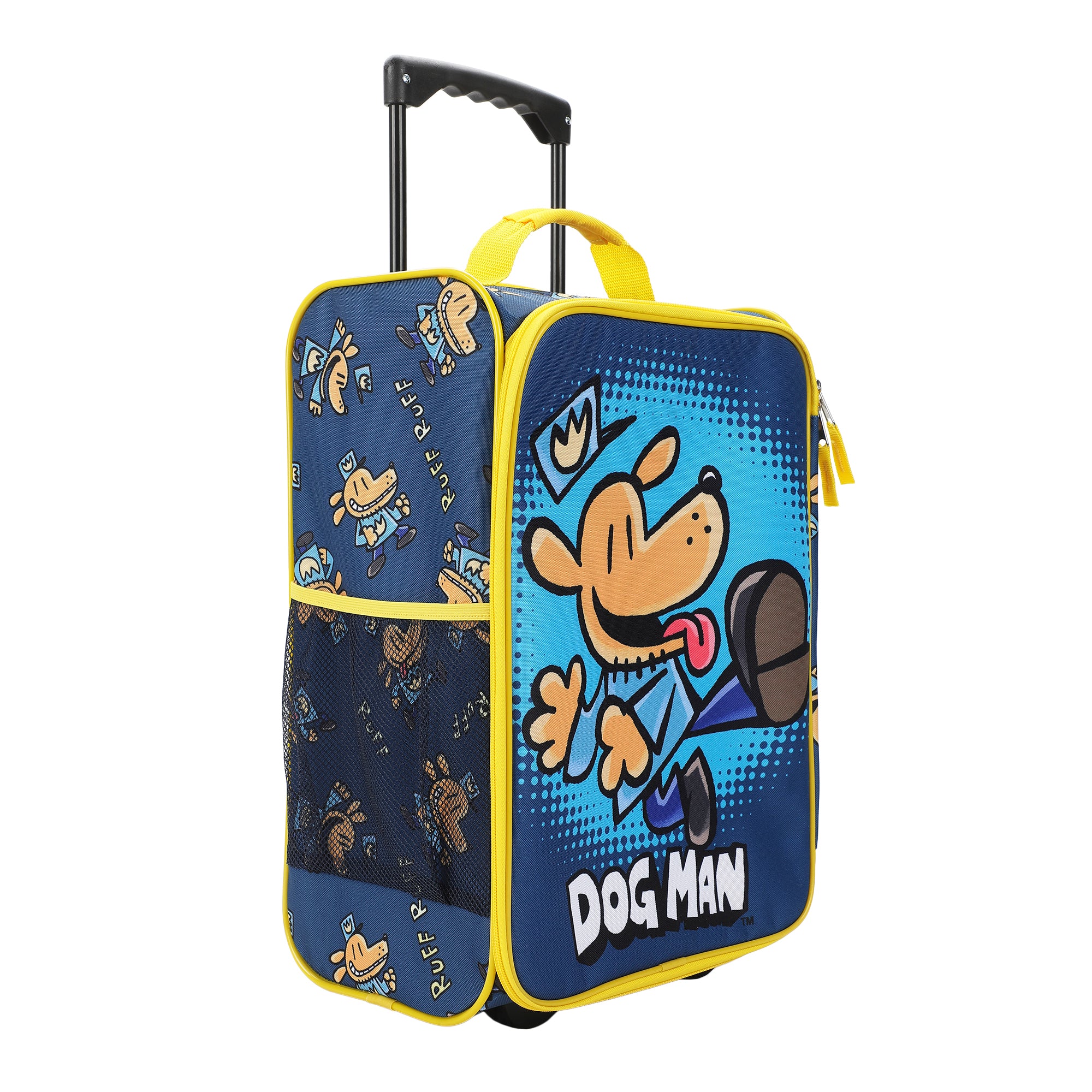 Dog Man Character Print Blue 18" Soft-Sided Youth Carry On Suitcase Luggage