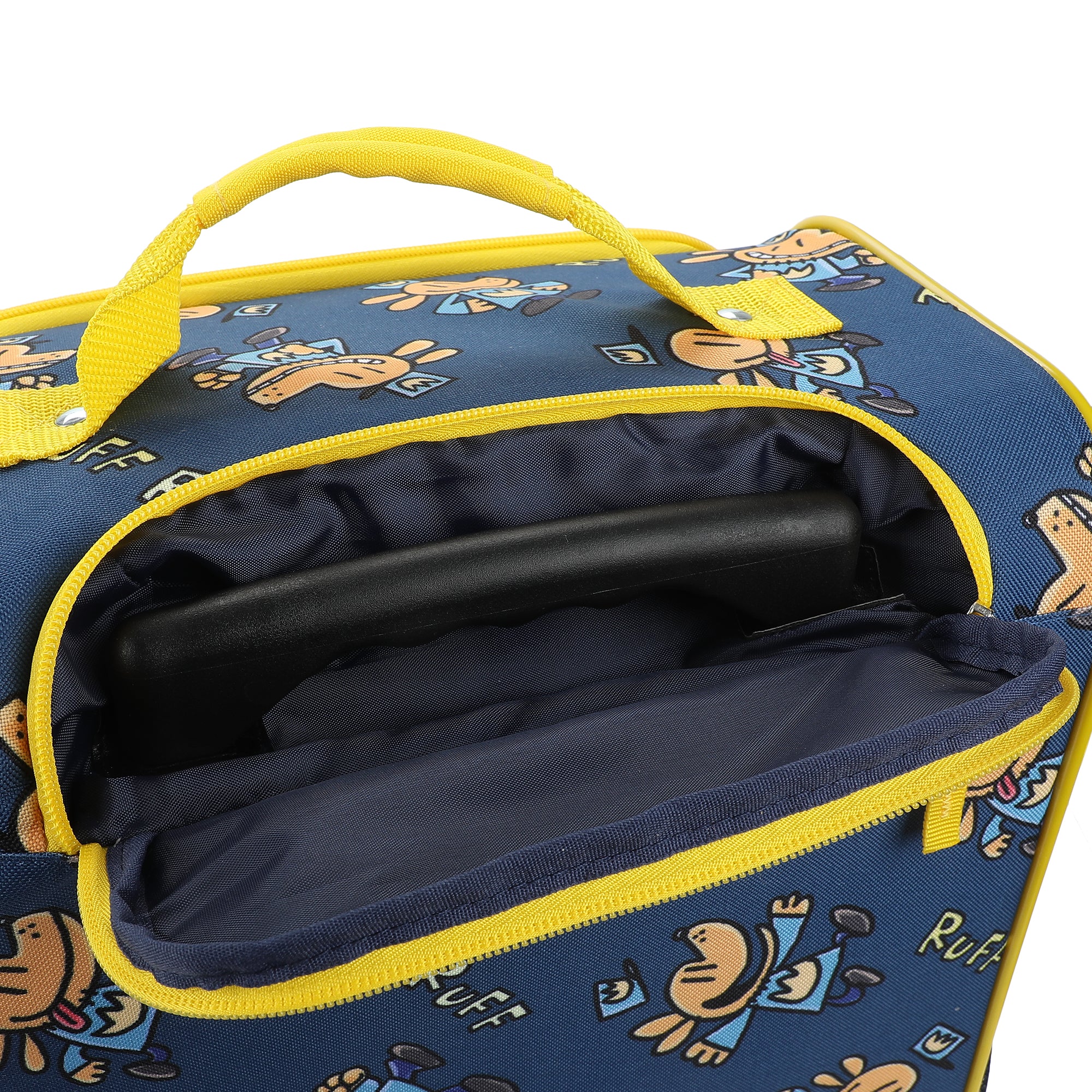 Dog Man Character Print Blue 18" Soft-Sided Youth Carry On Suitcase Luggage