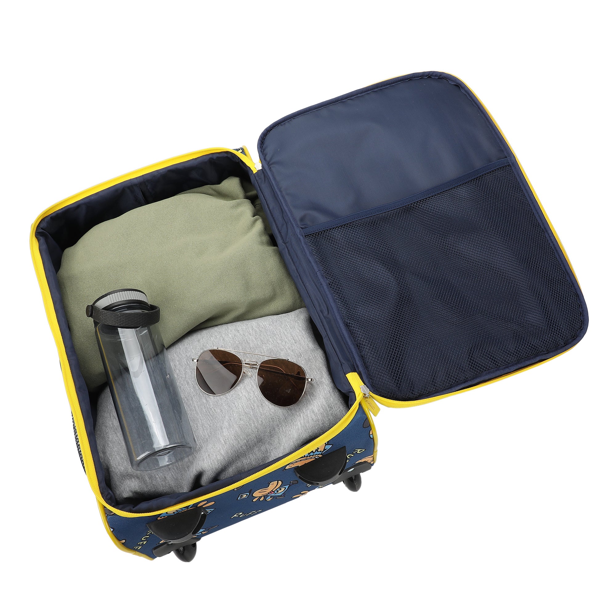 Dog Man Character Print Blue 18" Soft-Sided Youth Carry On Suitcase Luggage