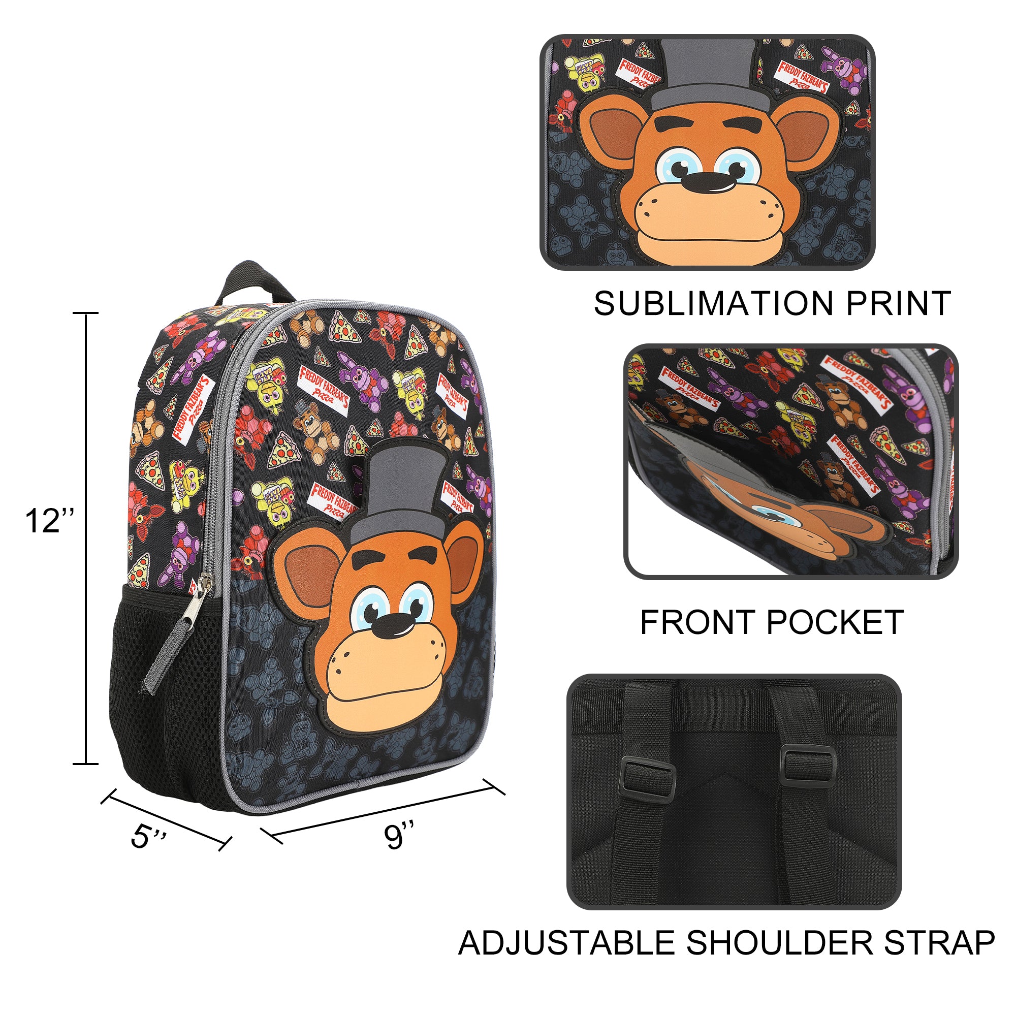 Five Nights At Freddy's Freddy Fazbear Character Print 2-Piece Youth EVA Wheeled Luggage & Travel Backpack Set