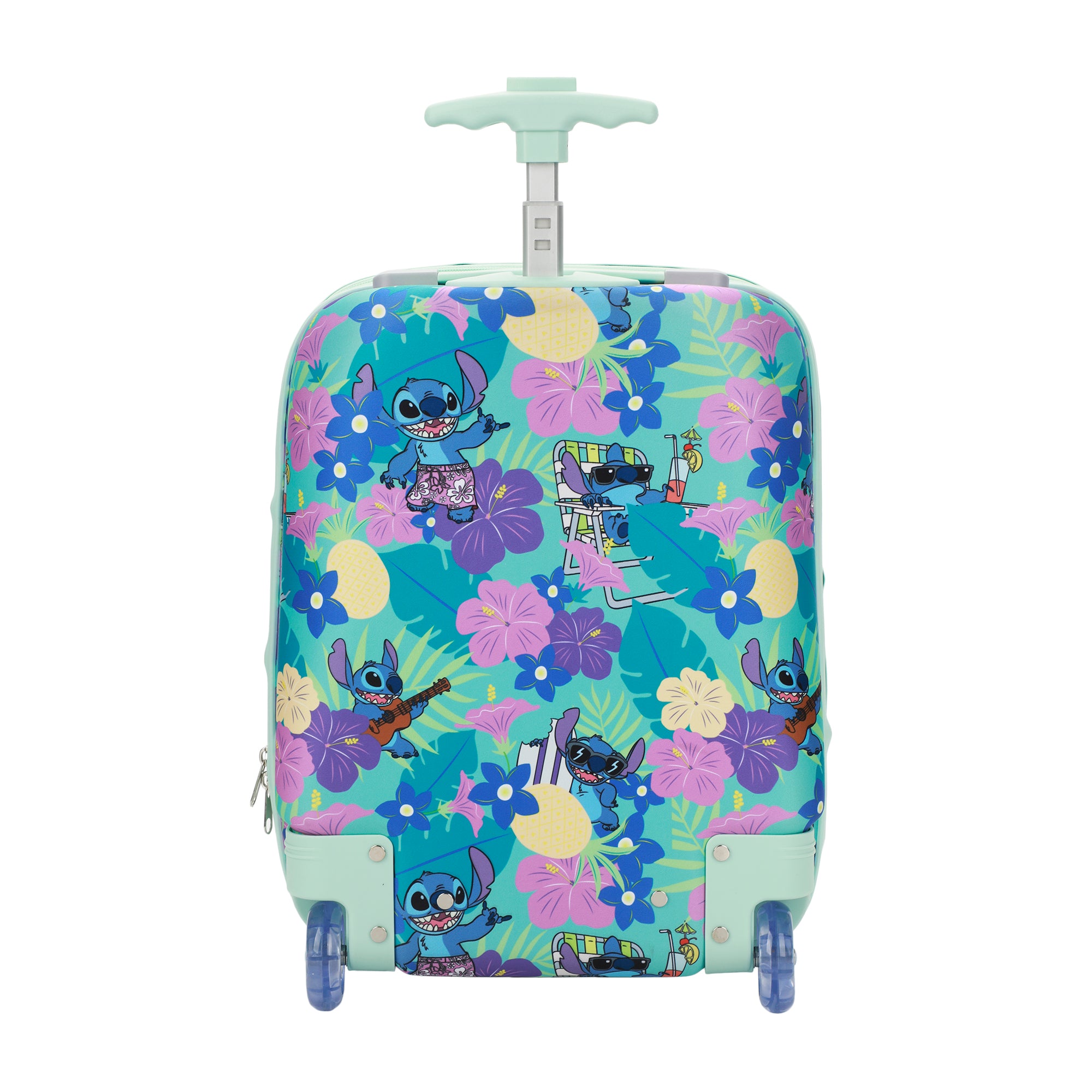 Disney Stitch Tropical Flower Print 2-Piece Youth EVA Wheeled Luggage & Travel Backpack Set