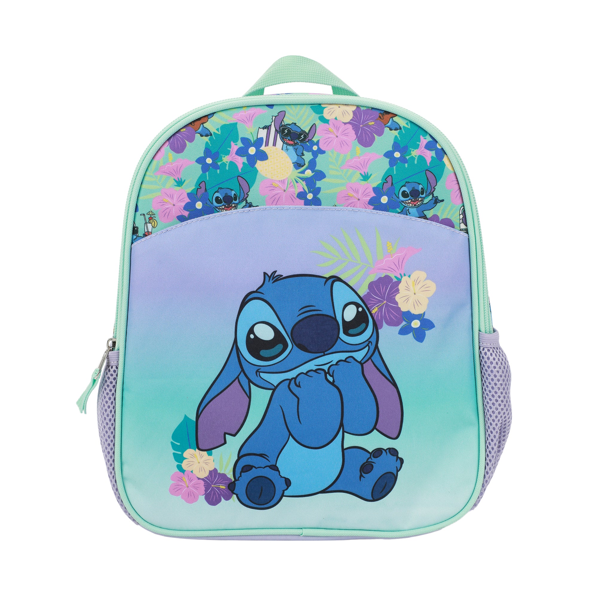 Disney Stitch Tropical Flower Print 2-Piece Youth EVA Wheeled Luggage & Travel Backpack Set
