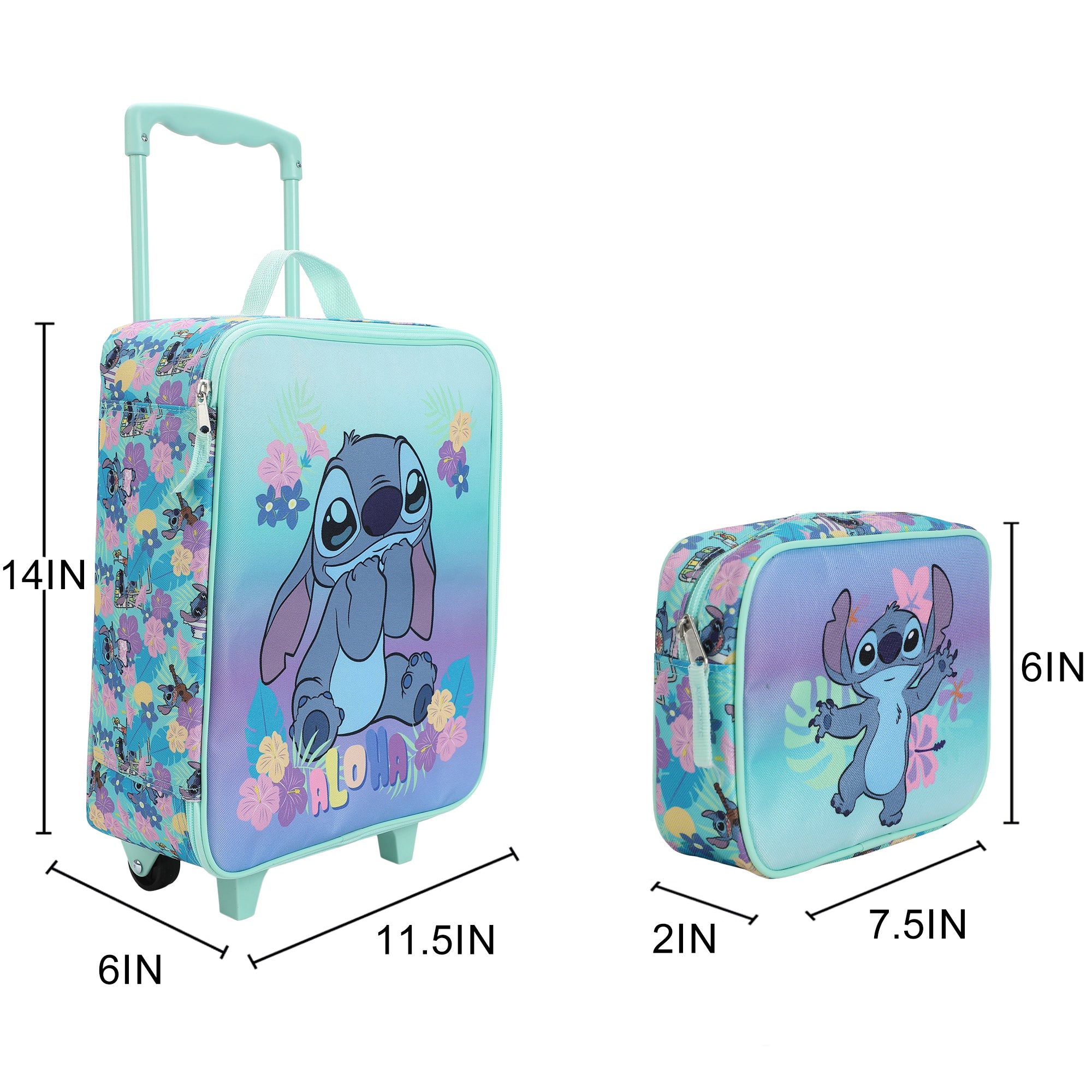 Disney's Stitch Kids' 14" 4-Piece Travel Value Set Carry on Luggage