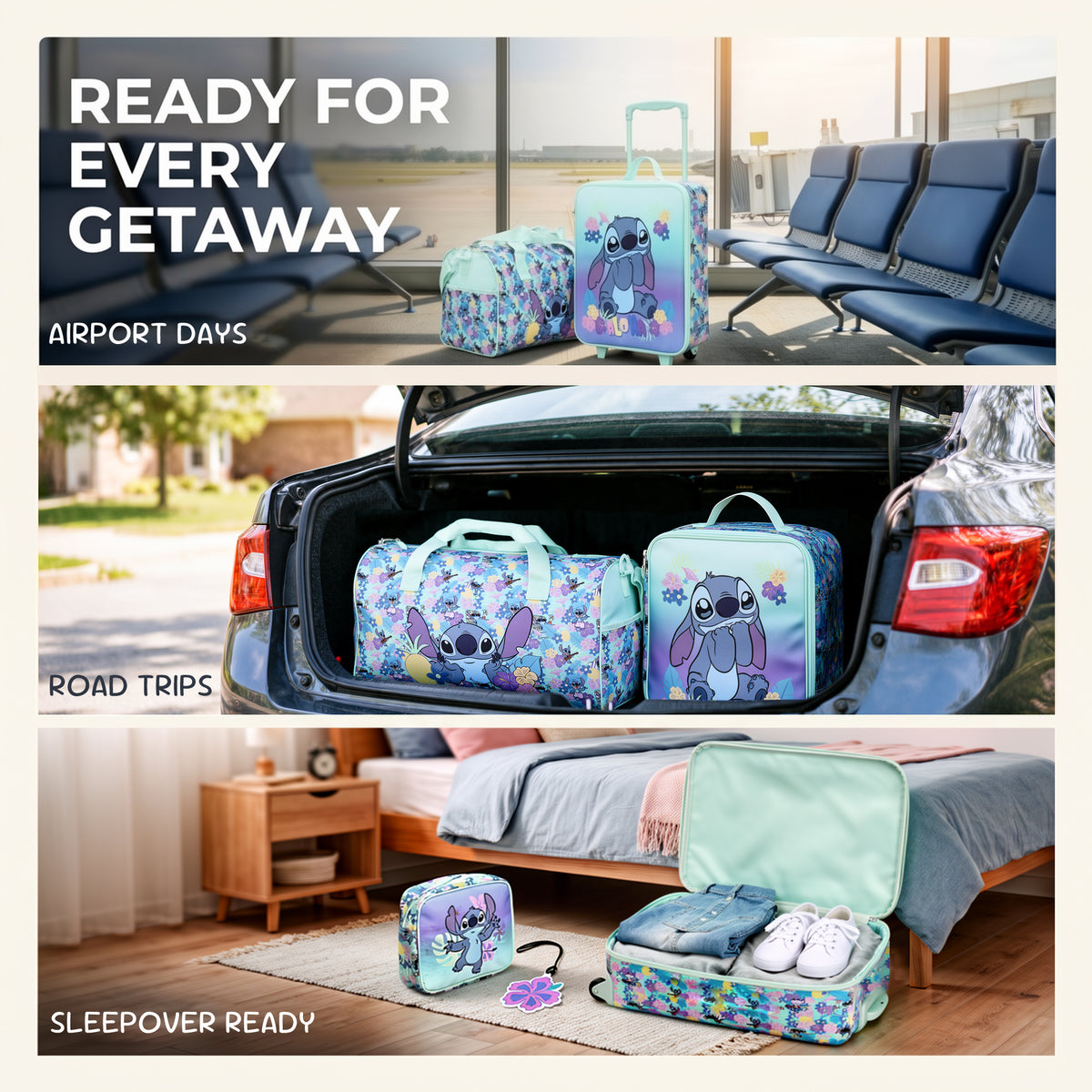 Disney's Stitch Kids' 14" 4-Piece Travel Value Set Carry on Luggage