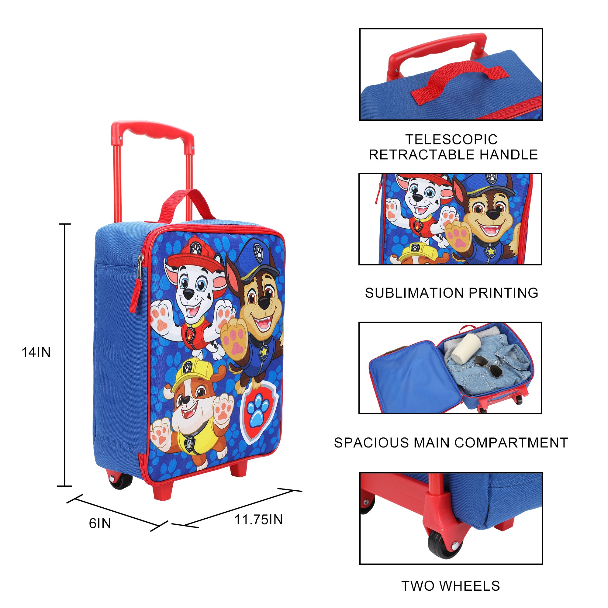 Paw Patrol Action Group Shot 14" Youth Blue Pilot Case